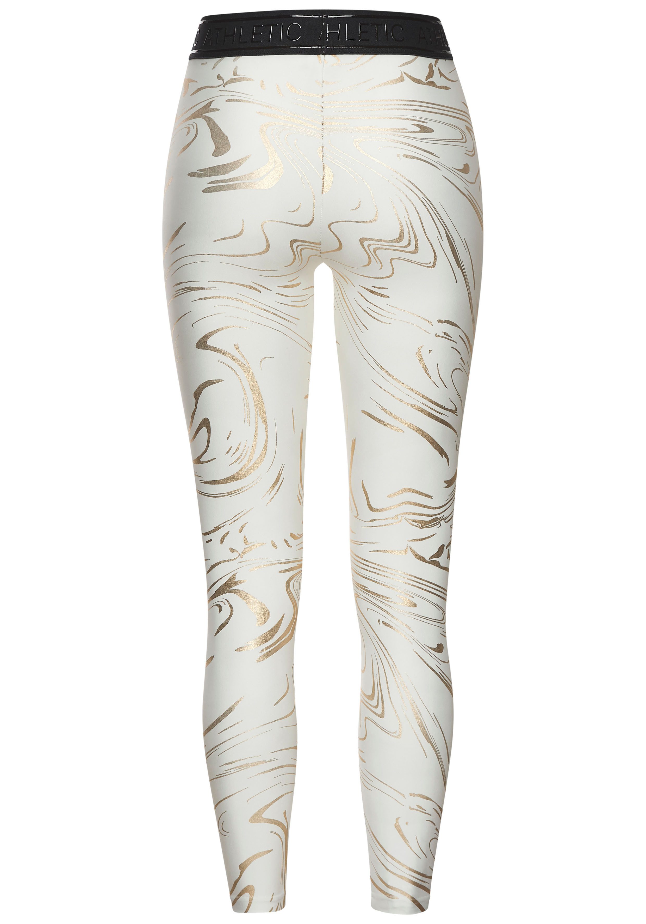 active by Lascana Functionele legging Sportleggings met glanzende print en 3D-tekst