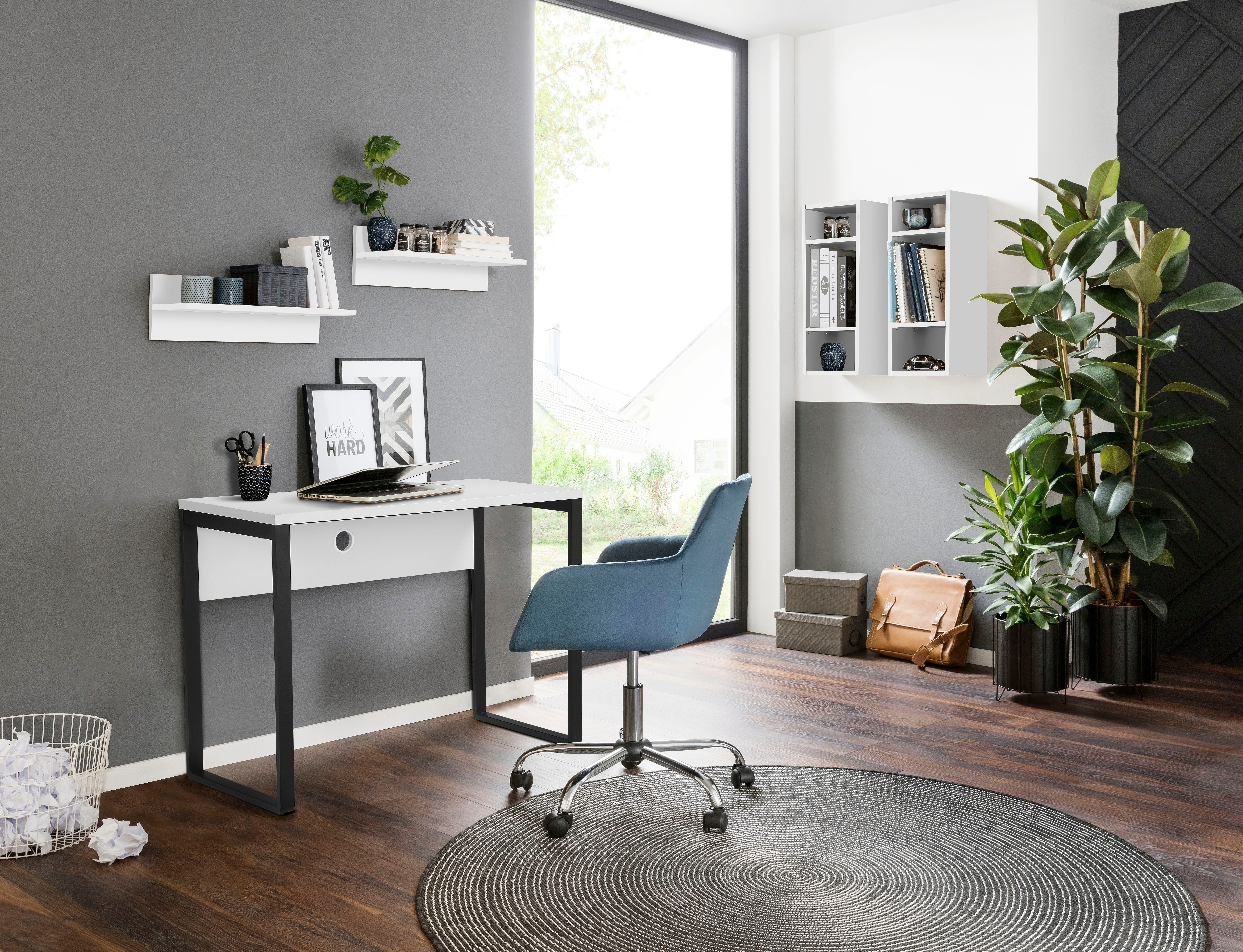 Places of Style Bureau Moid Computertafel, kabeldoorvoer, metalen slede, breedte 100 cm