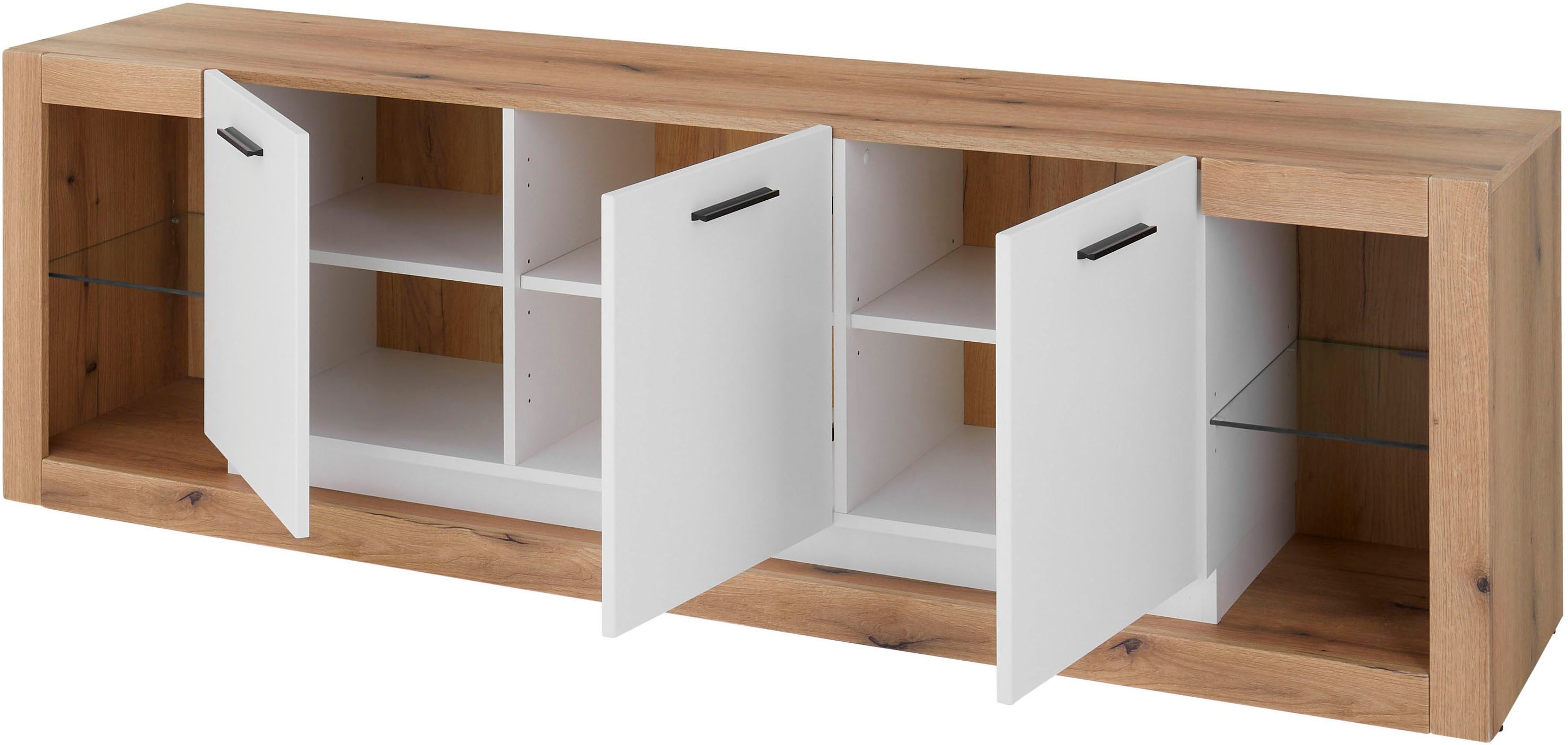 INOSIGN Tv-meubel Brixen, moderne TV-kast, commode in eik Evoke decor met wit Metalen grepen, voldoende opbergruimte, veelzijdig toepasbaar