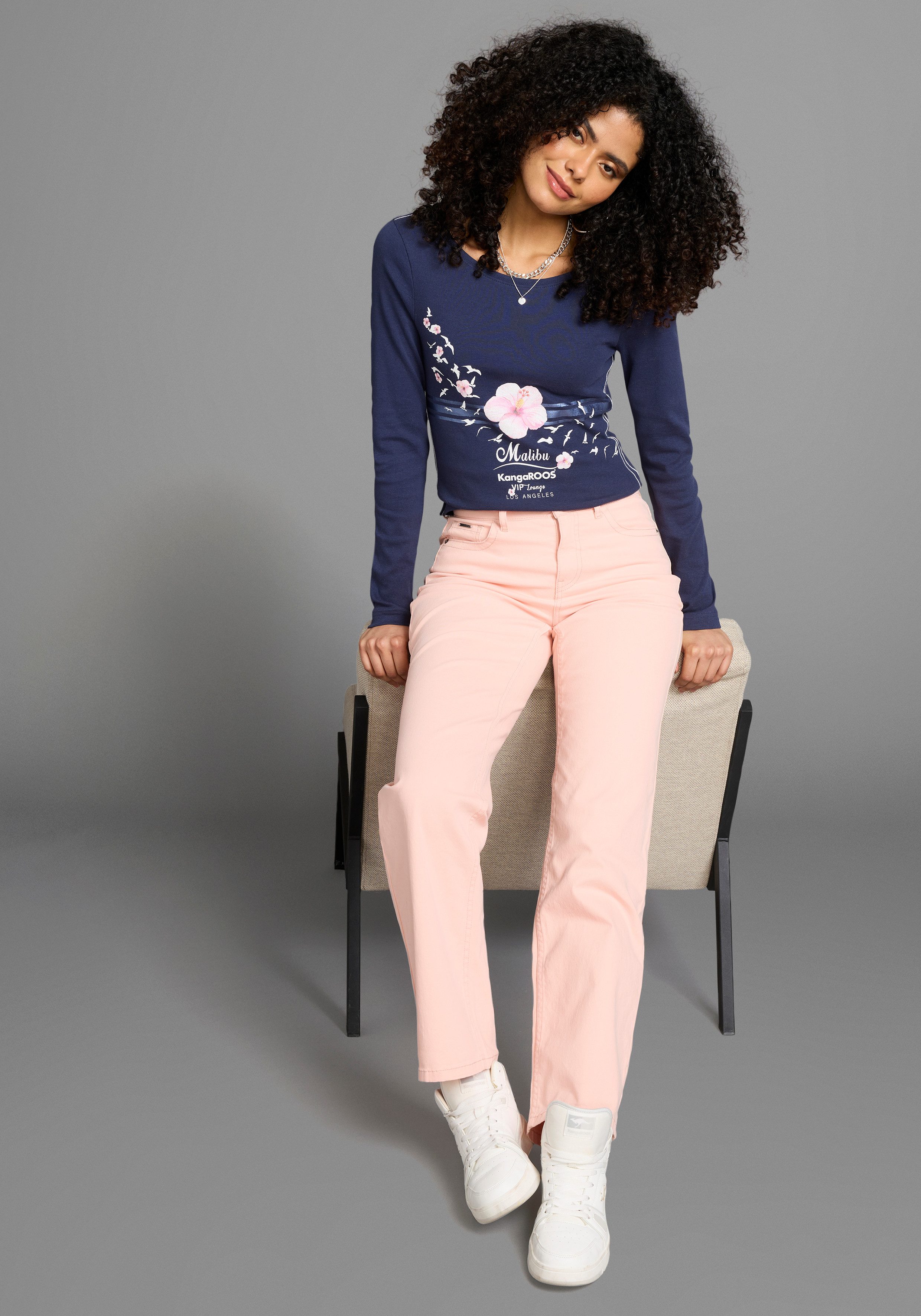 KangaROOS Longsleeve Lange mouwen, zeer figuurvolgende snit, met print