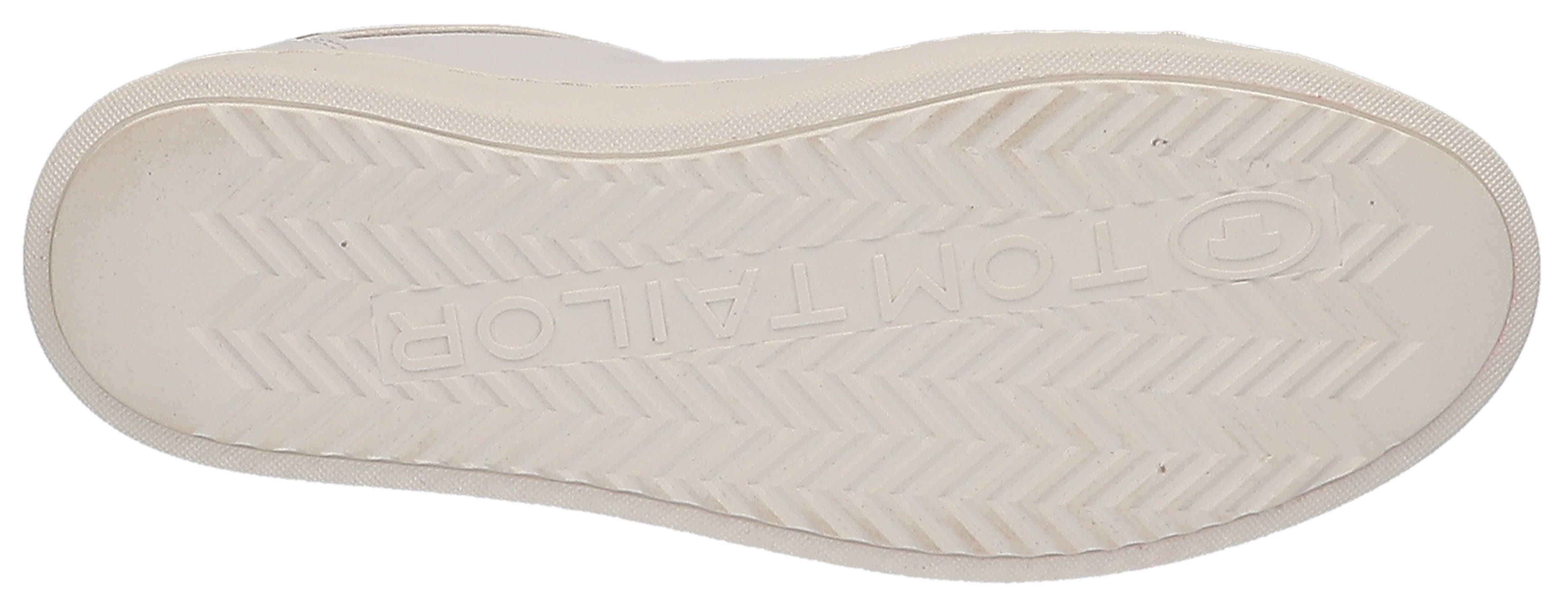 Tom Tailor Plateausneakers Contrastafwerking in metalliclook, vrijetijdsschoen, lage schoen, veterschoen