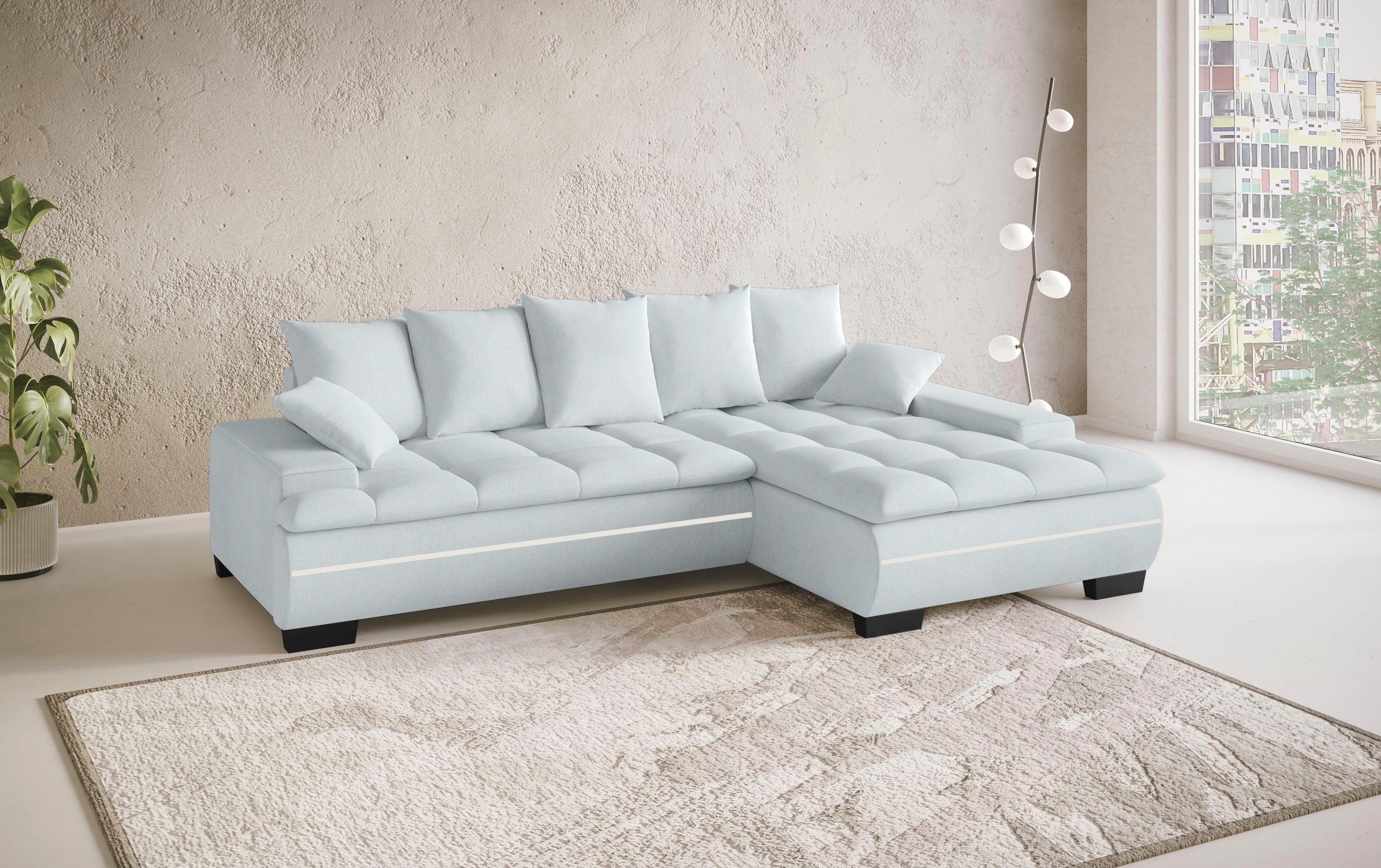 Mr. Couch Hoekbank Haiti II, L-vorm RGB-LED verlichting, optioneel met koudschuim, bed, bedlade