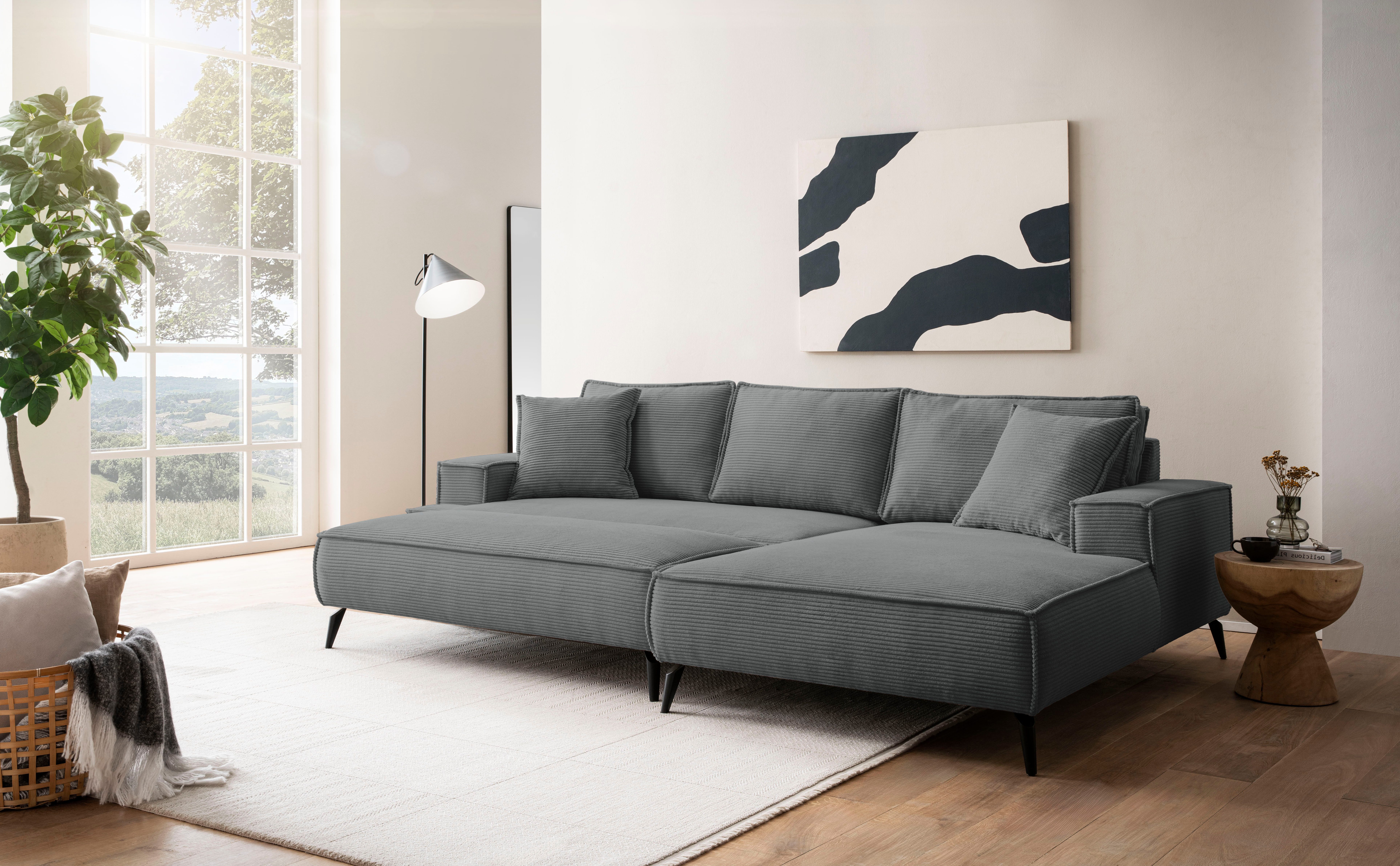 andas Zithoek TVINNU, Polsterecke L-Form, Schlaffunktion, met Hocker (set, 2-delig)