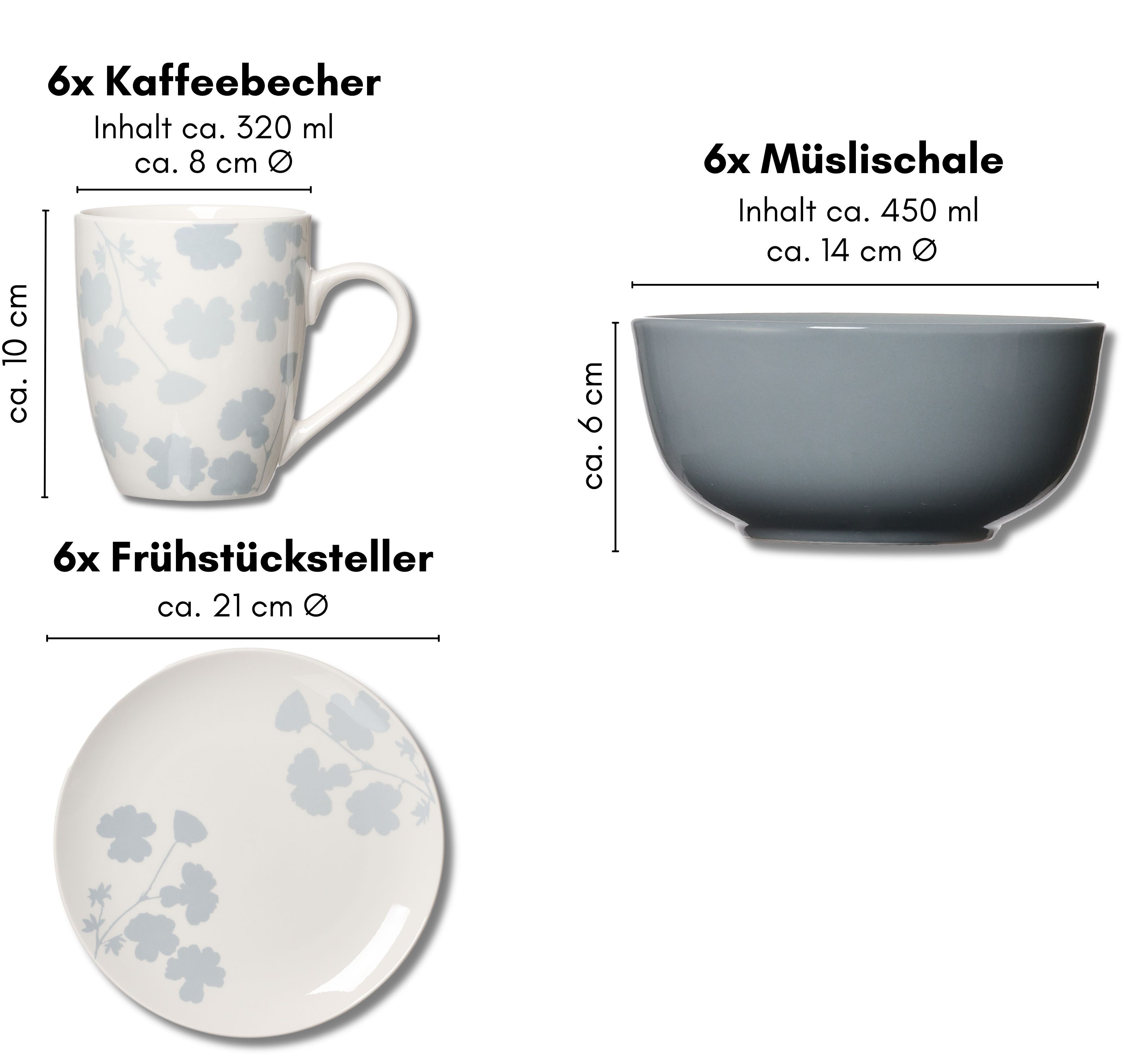 Ritzenhoff & Breker Ontbijtservies set Ida Landhuis/Scandi-stijl (set, 18-delig)