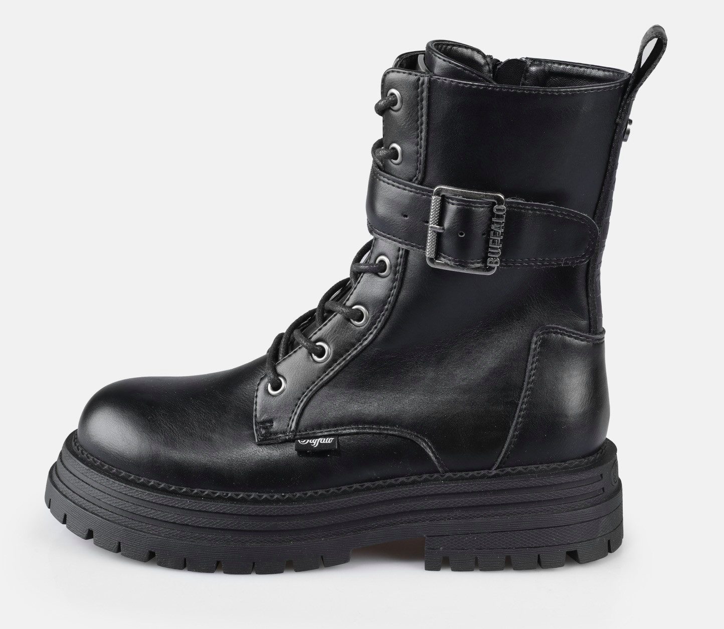 Buffalo Veterschoenen LENNOX LACE UP VEGAN Bikerboots, festivalboots, plateaulaarzen met ritssluiting