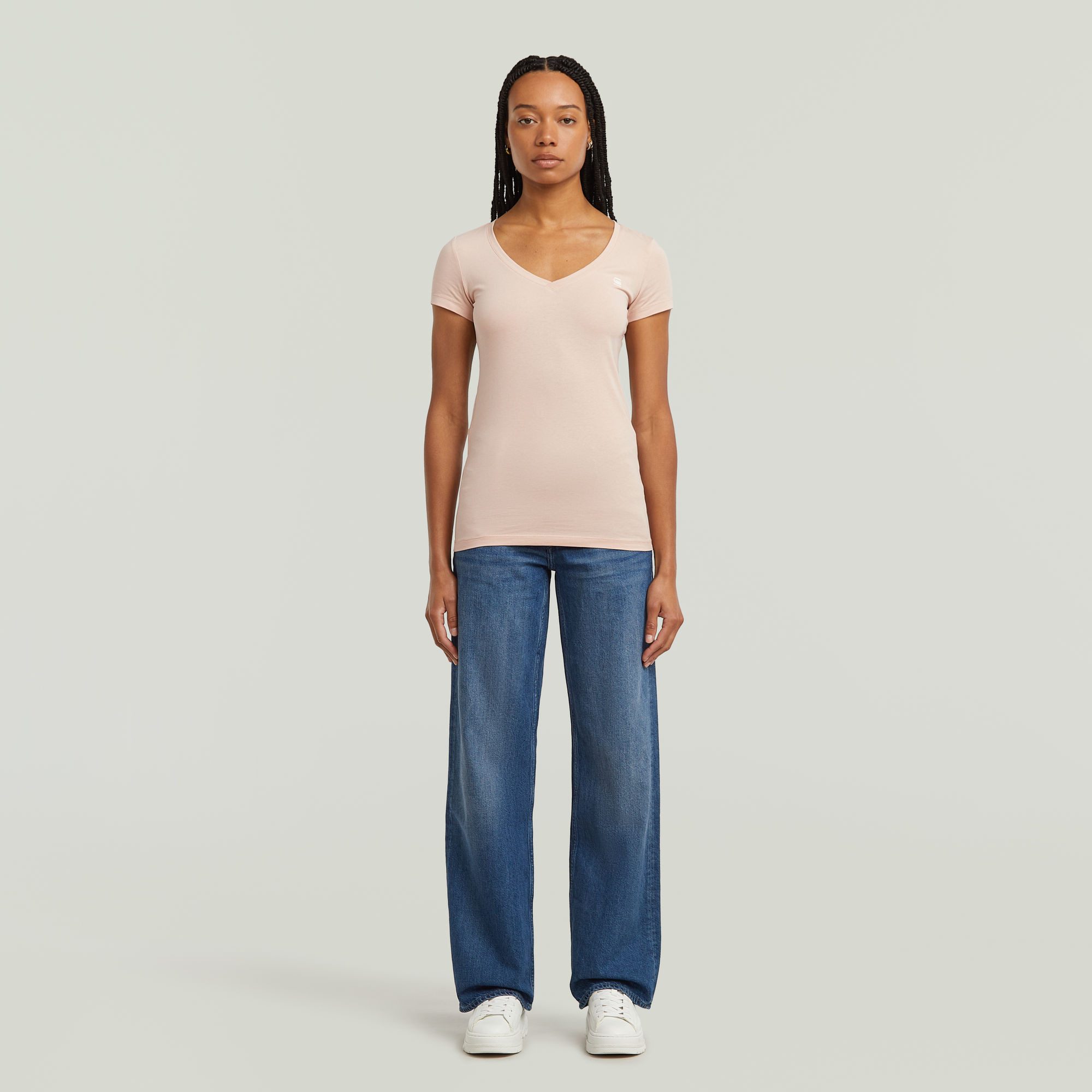 G-Star RAW Shirt met V-hals Base v t wmn cap sl met kleine logoprint voor