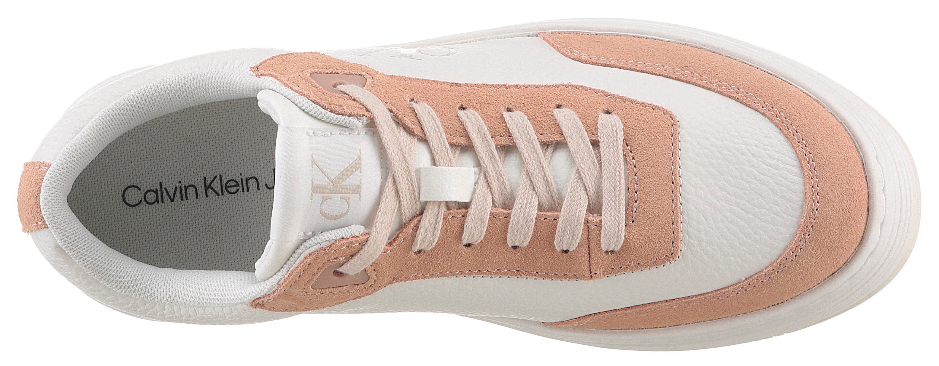 Calvin Klein Plateausneakers BOLD FLATF LOW LACE TUMB LTH veterschoenen, lage schoen, vrijetijdsschoen met zij ck-logo