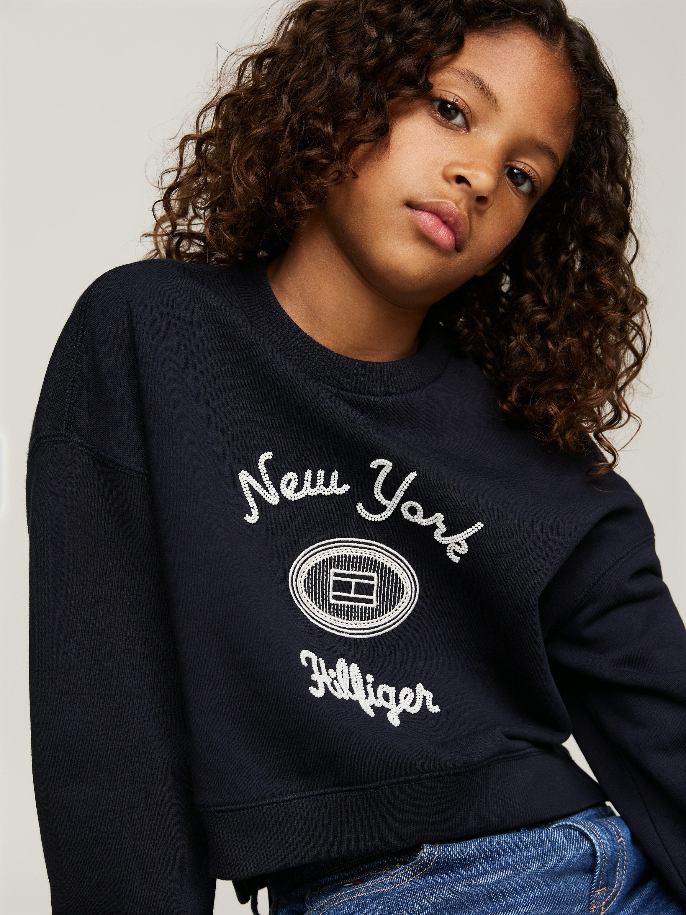 Tommy Hilfiger Shirt met lange mouwen HILFIGER NY EMBROIDERED CREWNECK Kinderen tot 16 jaar met logostiksel
