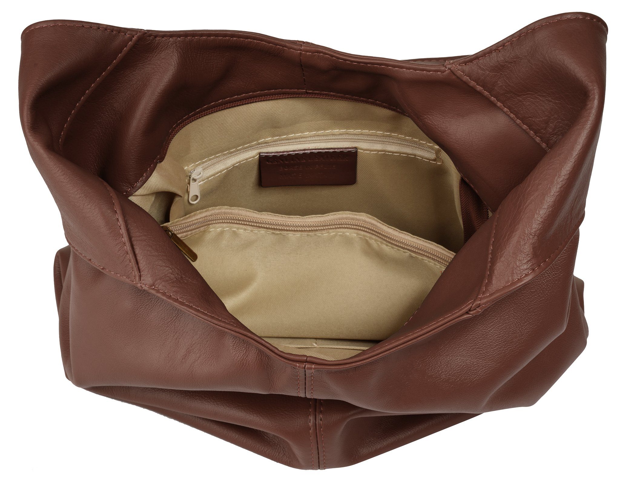 Piké Shopper echt leer, made in italy