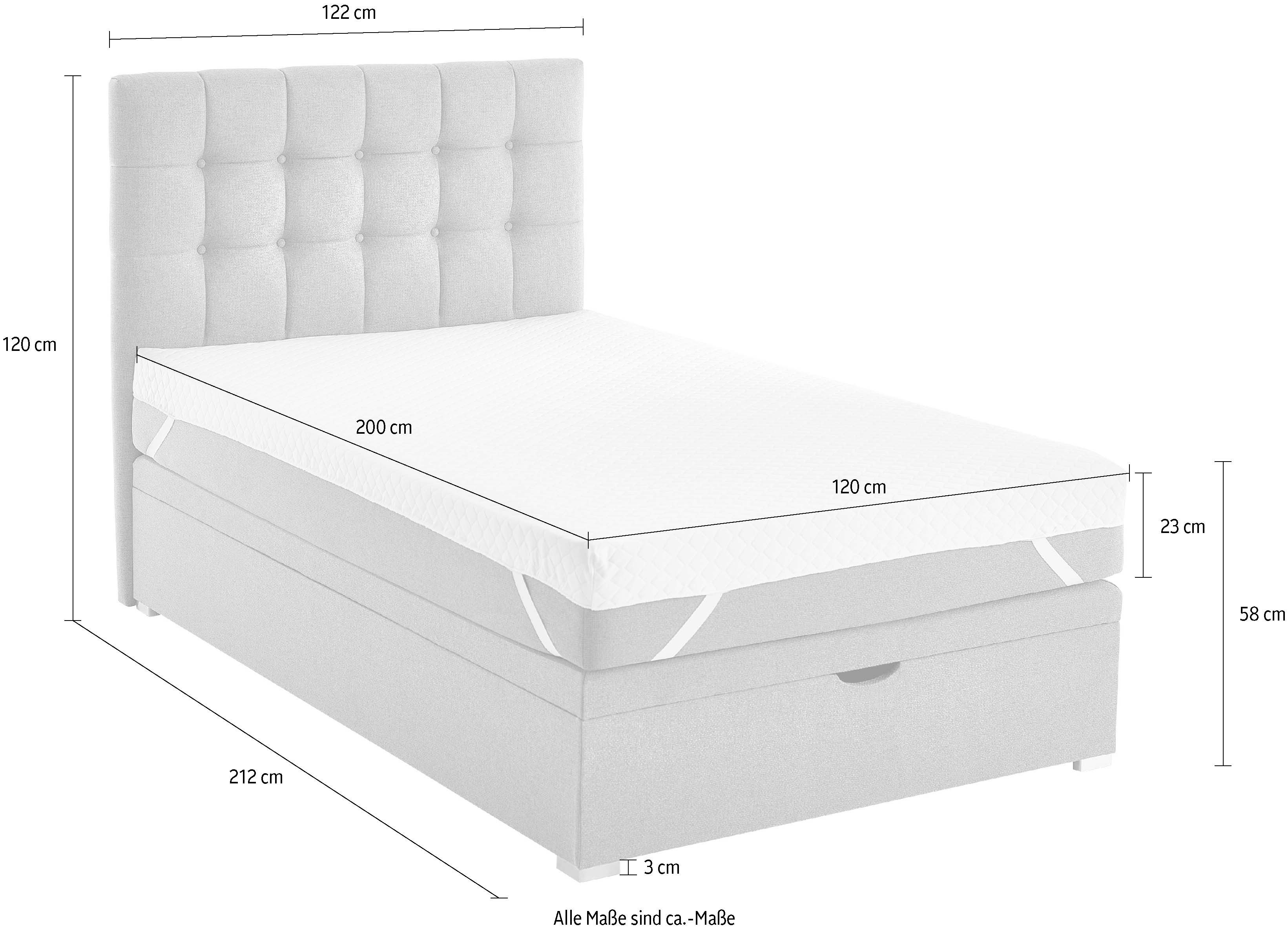 ATLANTIC home collection Boxspring Riona, uitbreidbaar naar een dubbel- en familiebad keuze uit 120x200cm pocketveringmatras of zonder matras