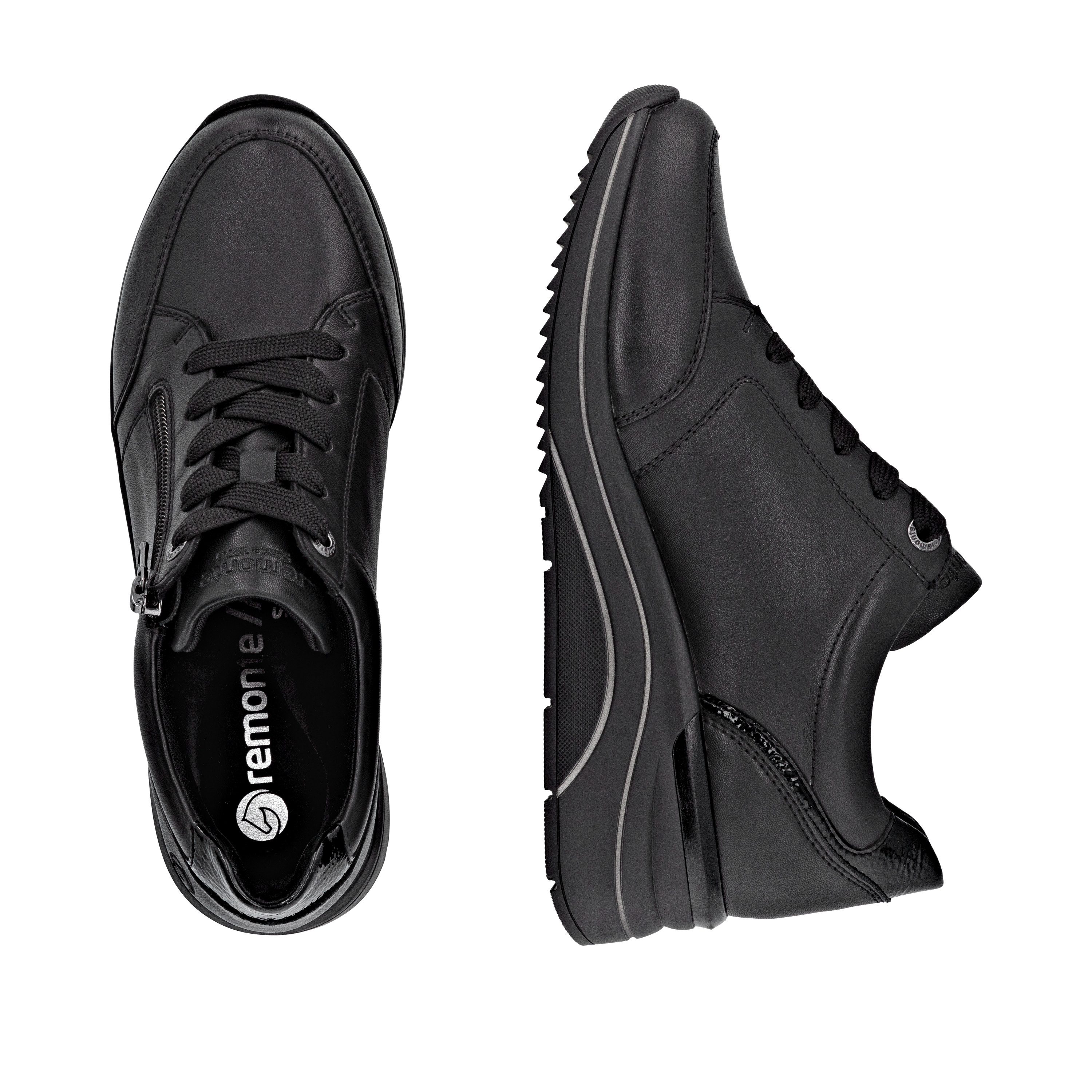 Remonte Sneakers met sleehak , vrijetijdsschoen, lage schoen, veterschoen met goudkleurige logo-hanger