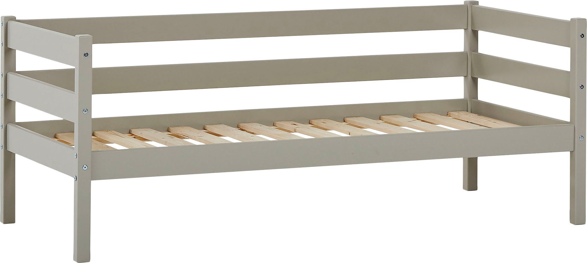Hoppekids 1-persoonsledikant ECO Comfort kinderbed, massief grenenhout, tienerbed inclusief lattenbodem (set) eenpersoonsbedden grijs
