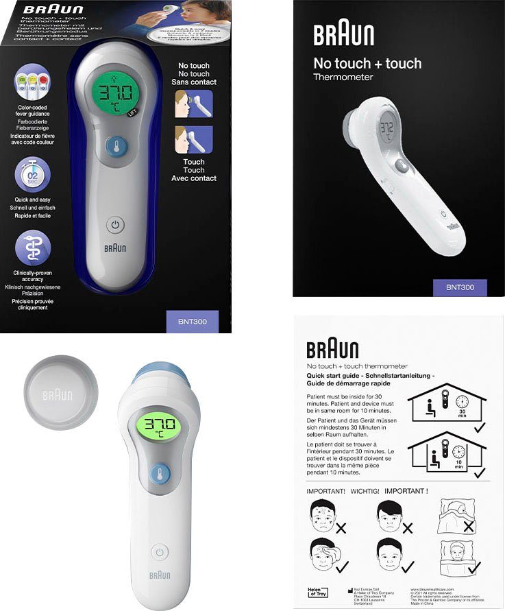 Zonder Slechte factor Meting Braun Koortsthermometer voor het voorhoofd No touch + touch  voorhoofdthermometer - BNT300 nu online bestellen | OTTO