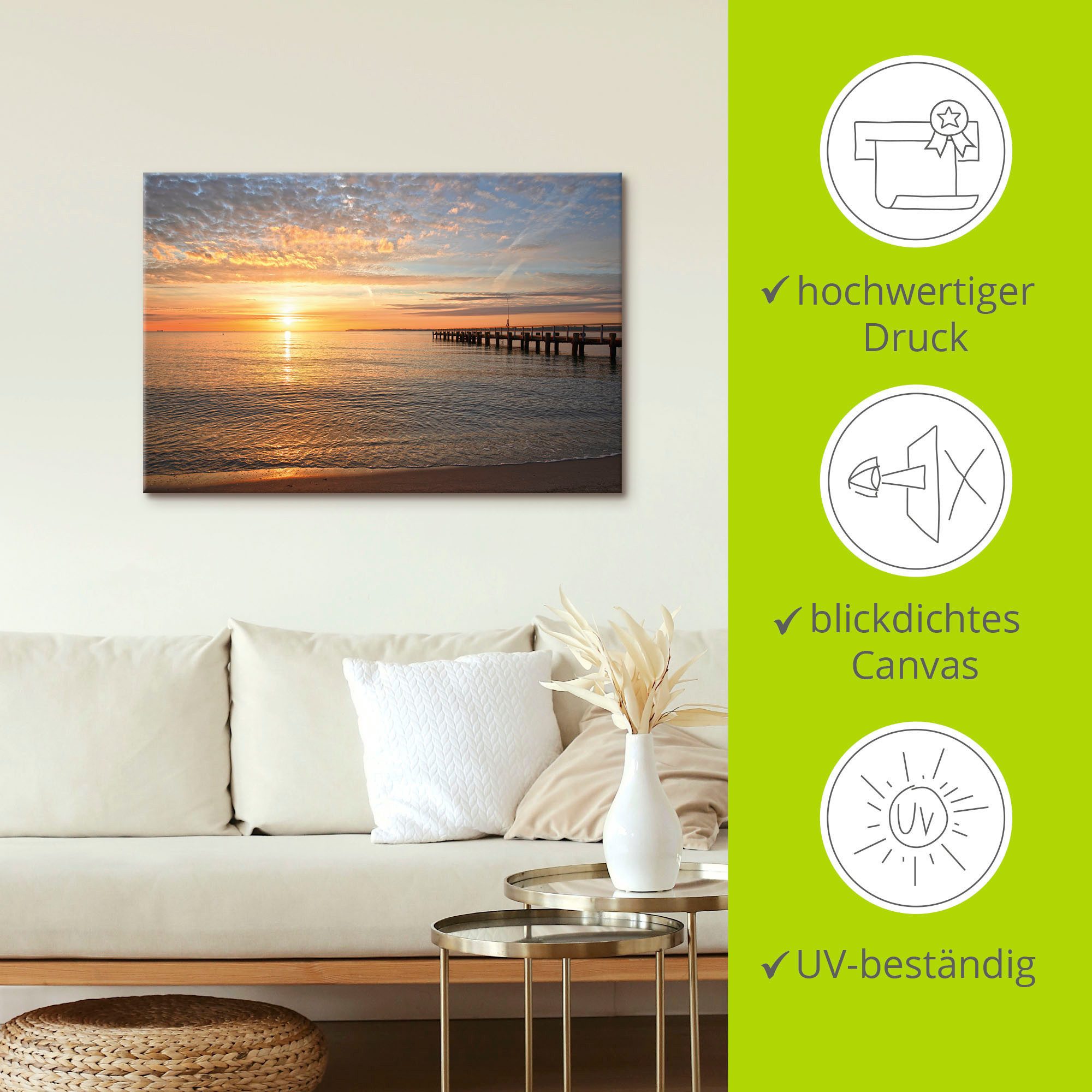 Artland Artprint ‘s Morgens vroeg aan de Oostzee als artprint van aluminium, artprint voor buiten, artprint op linnen, poster, muursticker
