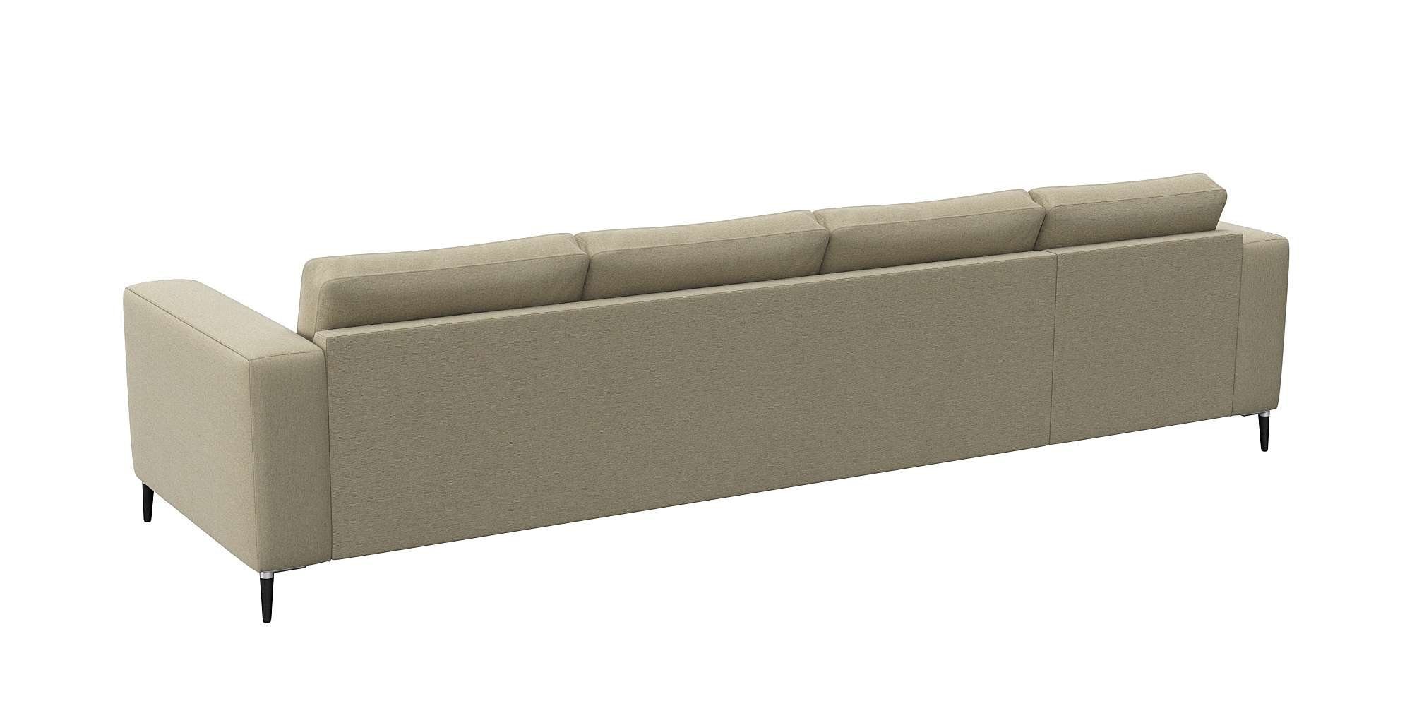 FLEXLUX Hoekbank Fiore, L-vorm brede armleuningen, koudschuim, poten aluminium + zwart