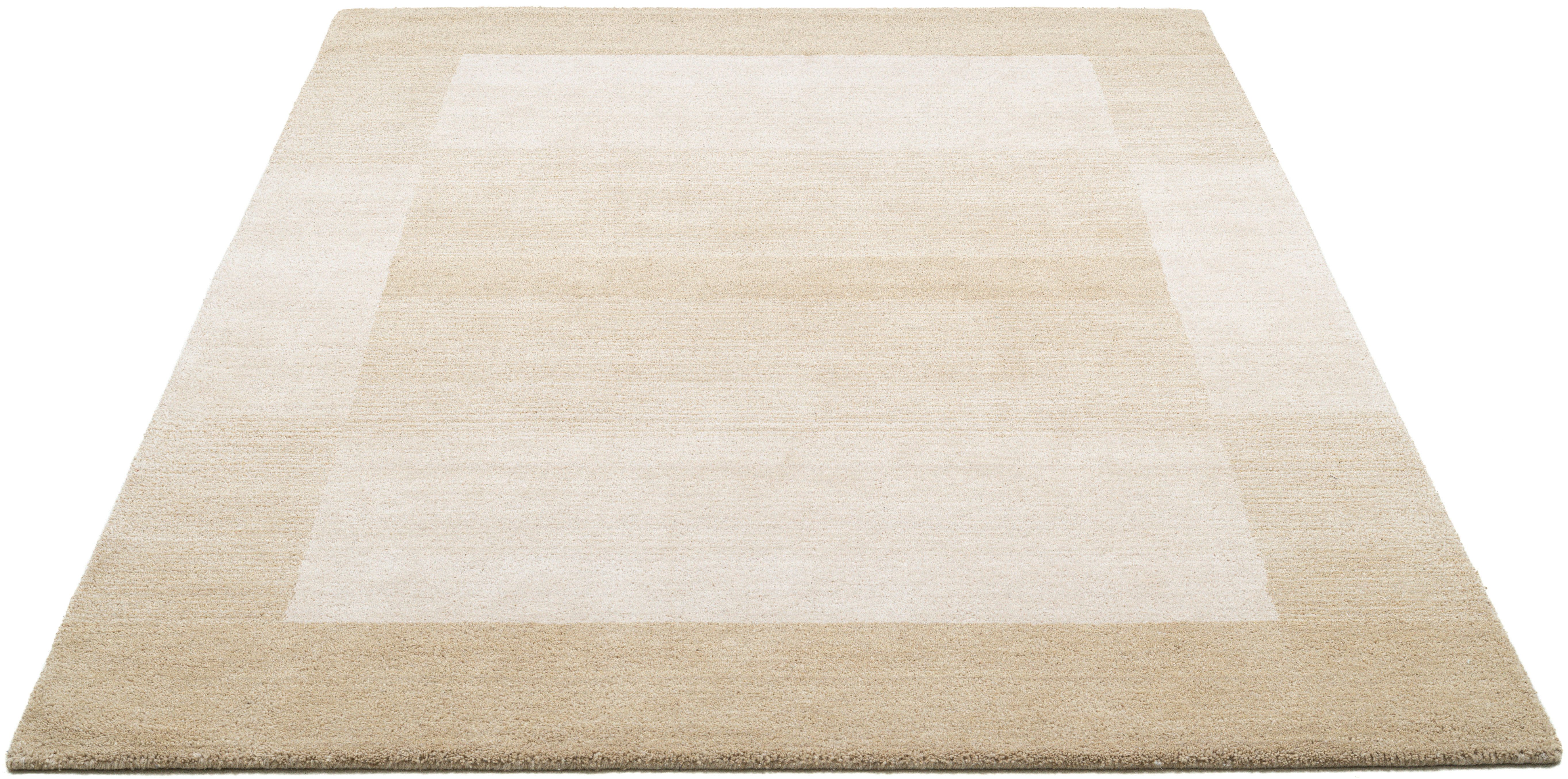 THEKO Wollen kleed Gabbeh super, Handgeweven vloerkleed, randdessin, zuivere wol, met de hand geweven