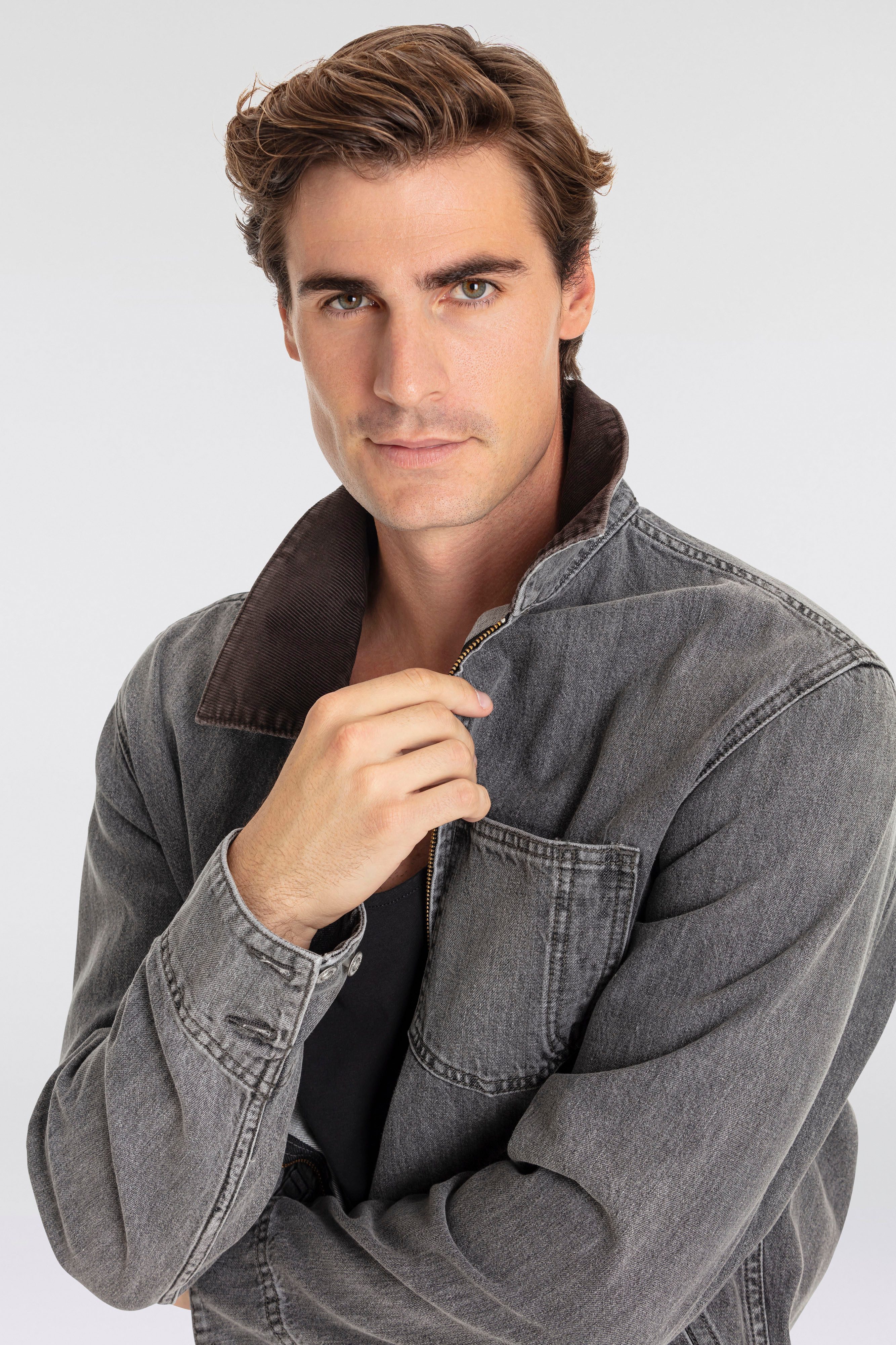 Levi's® Jeansjack FULL ZIP MECHANICS TRKR met rits en kraag met cord-inzet