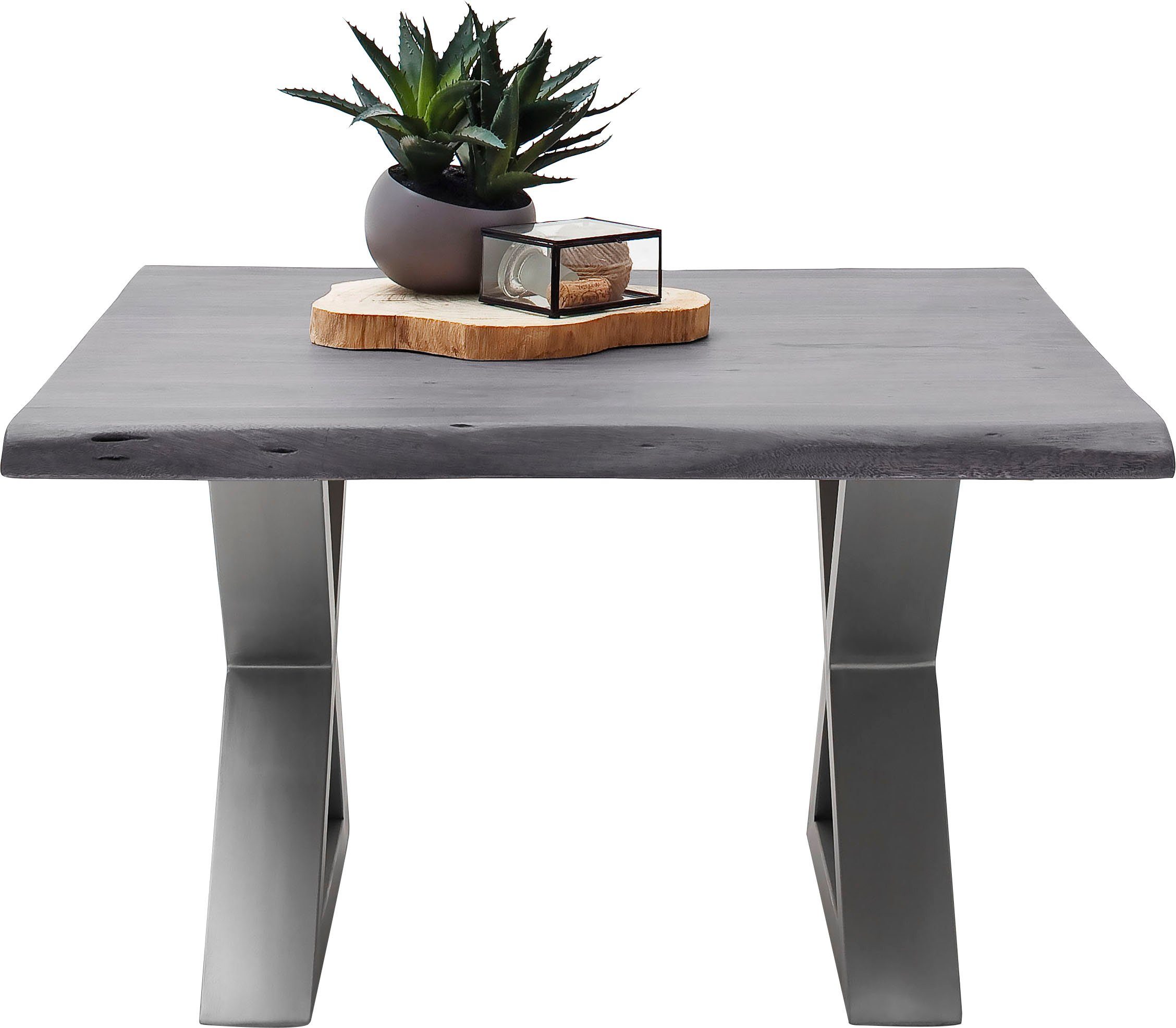 MCA furniture Salontafel Cartagena Salontafel massief hout met boomstamrand en natuurlijke kieren en gaatjes