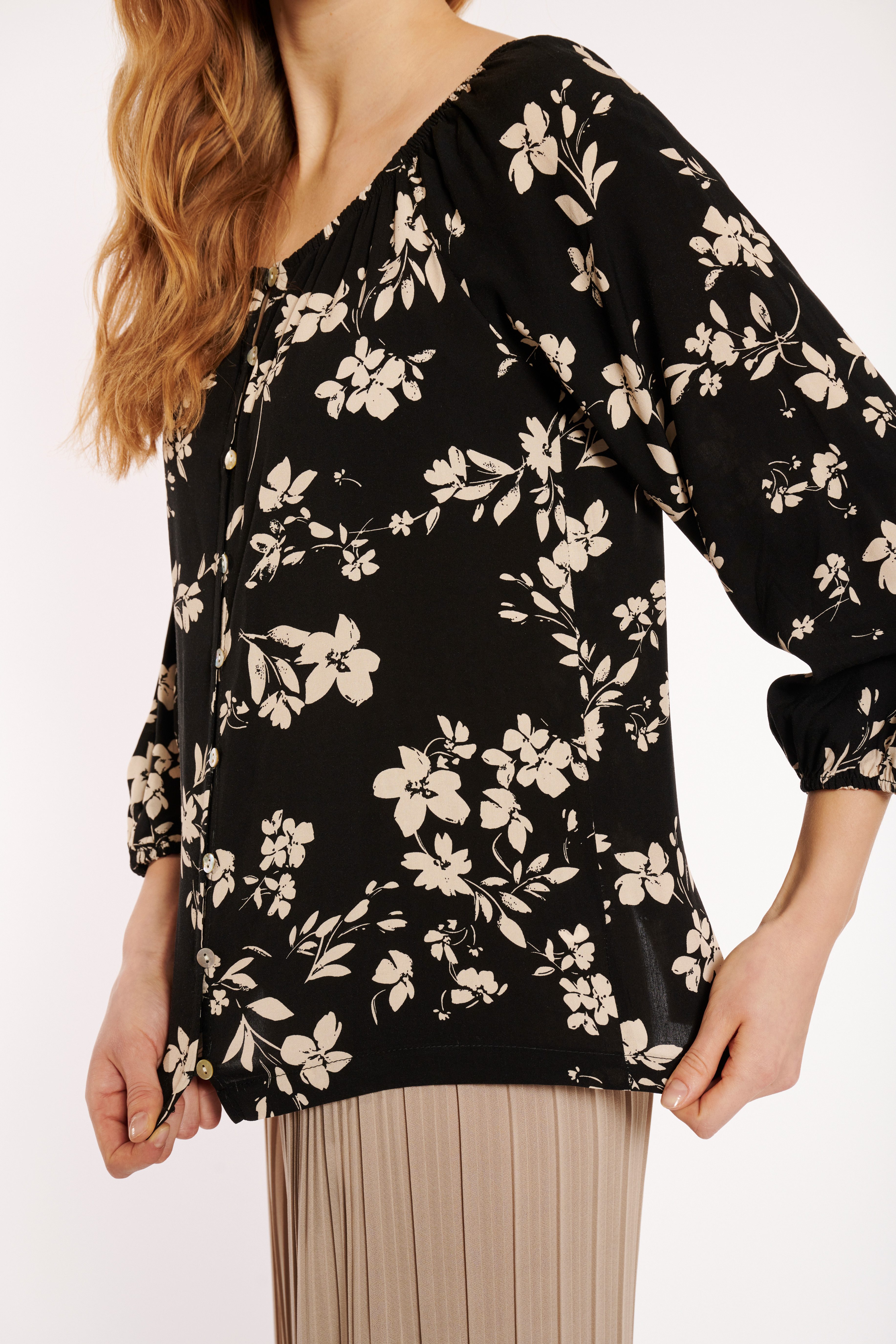 HaILYS Gedessineerde blouse 3/4 V BL Su44na