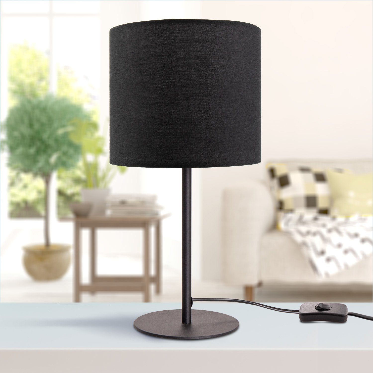 Paco Home Tafellamp Uni Color LED E14 lamp, voor woonkamer en slaapkamer, effen kleuren, decor