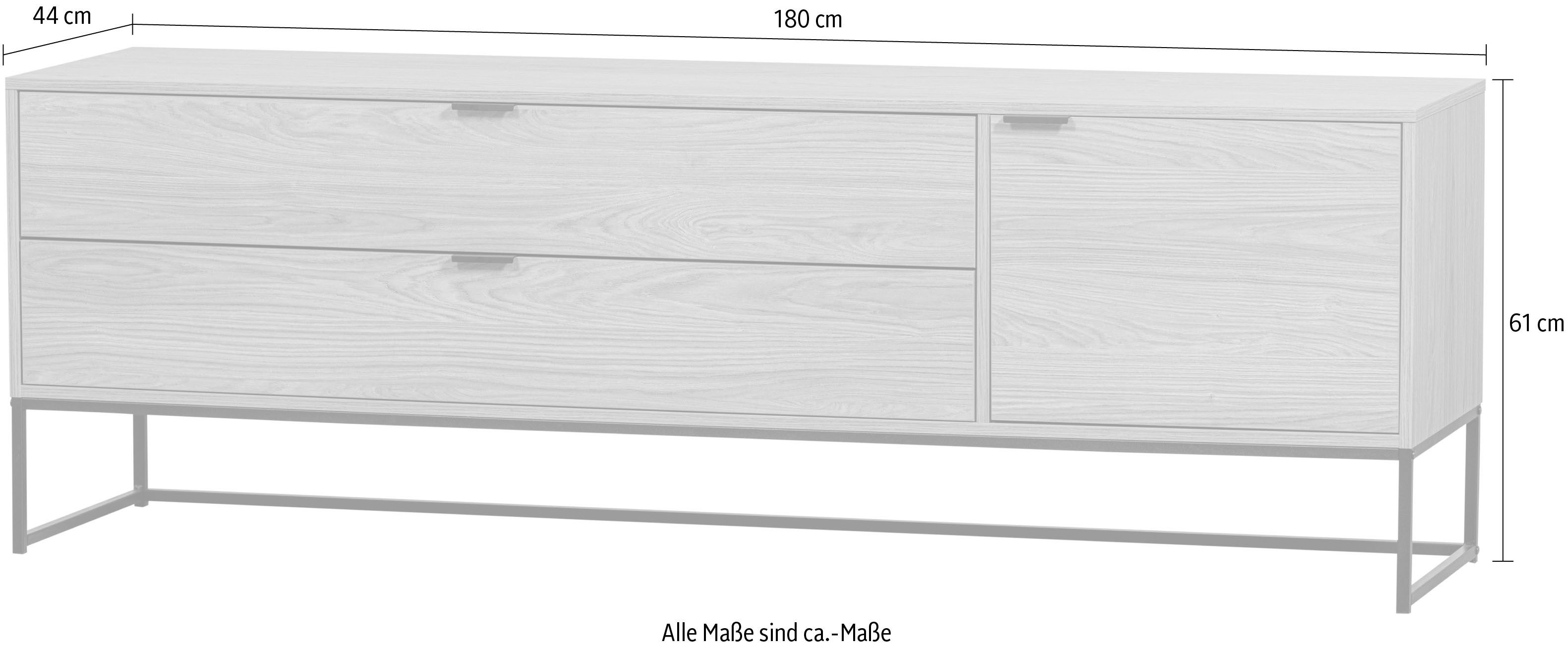 WOOOD Tv-meubel Silas TV-board Commode, 2 lades en 1 deur, veel opbergruimte, breedte 120 of 180 cm