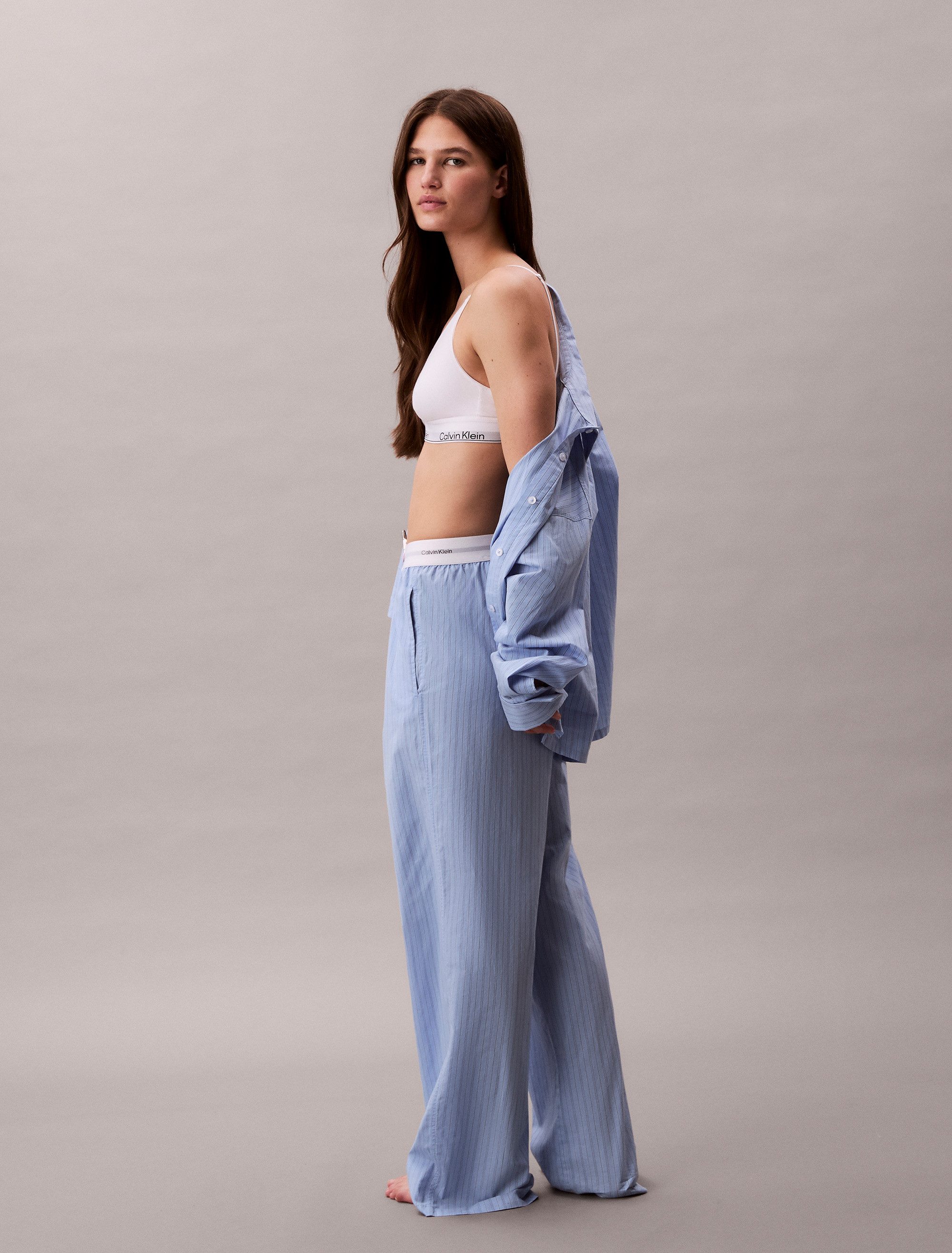 Calvin Klein Homewearbroek LOGO WB POPLIN PANT met elastische logo-tailleband