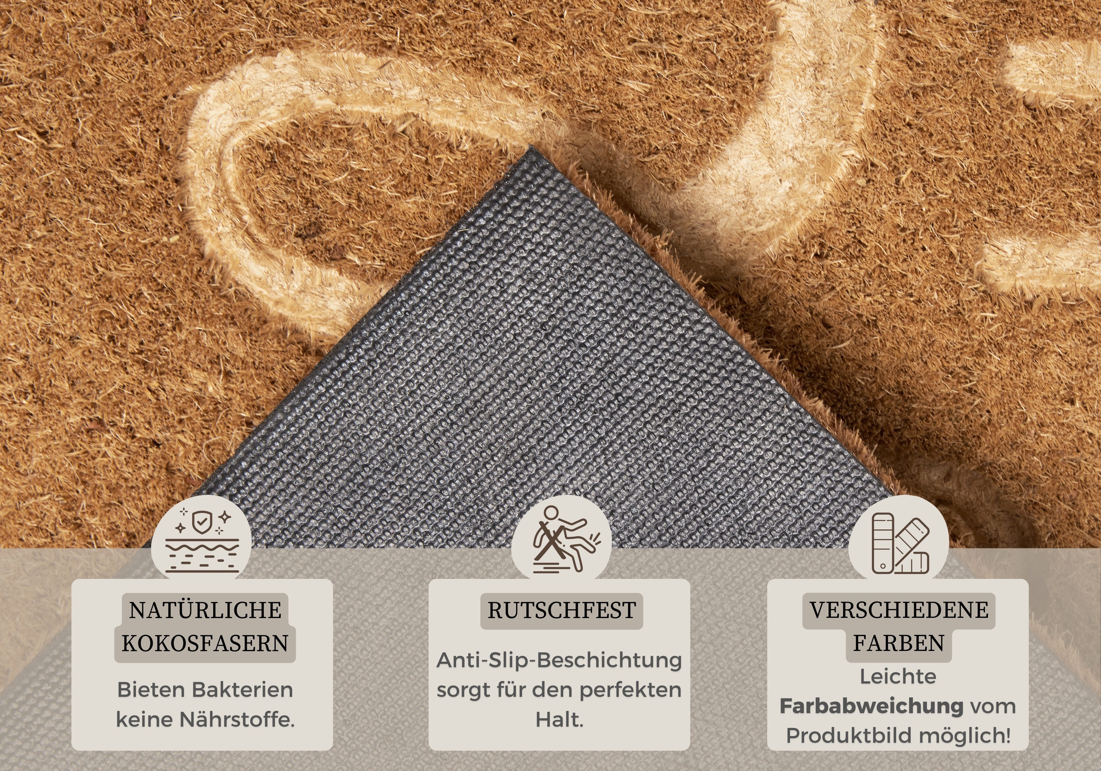 HANSE Home Mat Home Sweet Home Kokos, vuilopvangmat, outdoor, antislip, binnen, kokosmat, gang