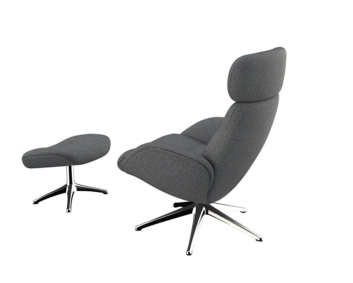 FLEXLUX Relaxfauteuil Elegant, functionele stoel, gestoffeerde stoel, armleuningen, TV-fauteuil, Premium comfort, rug- en hoofdeindeverstelling, draaibaar, voet van aluminium