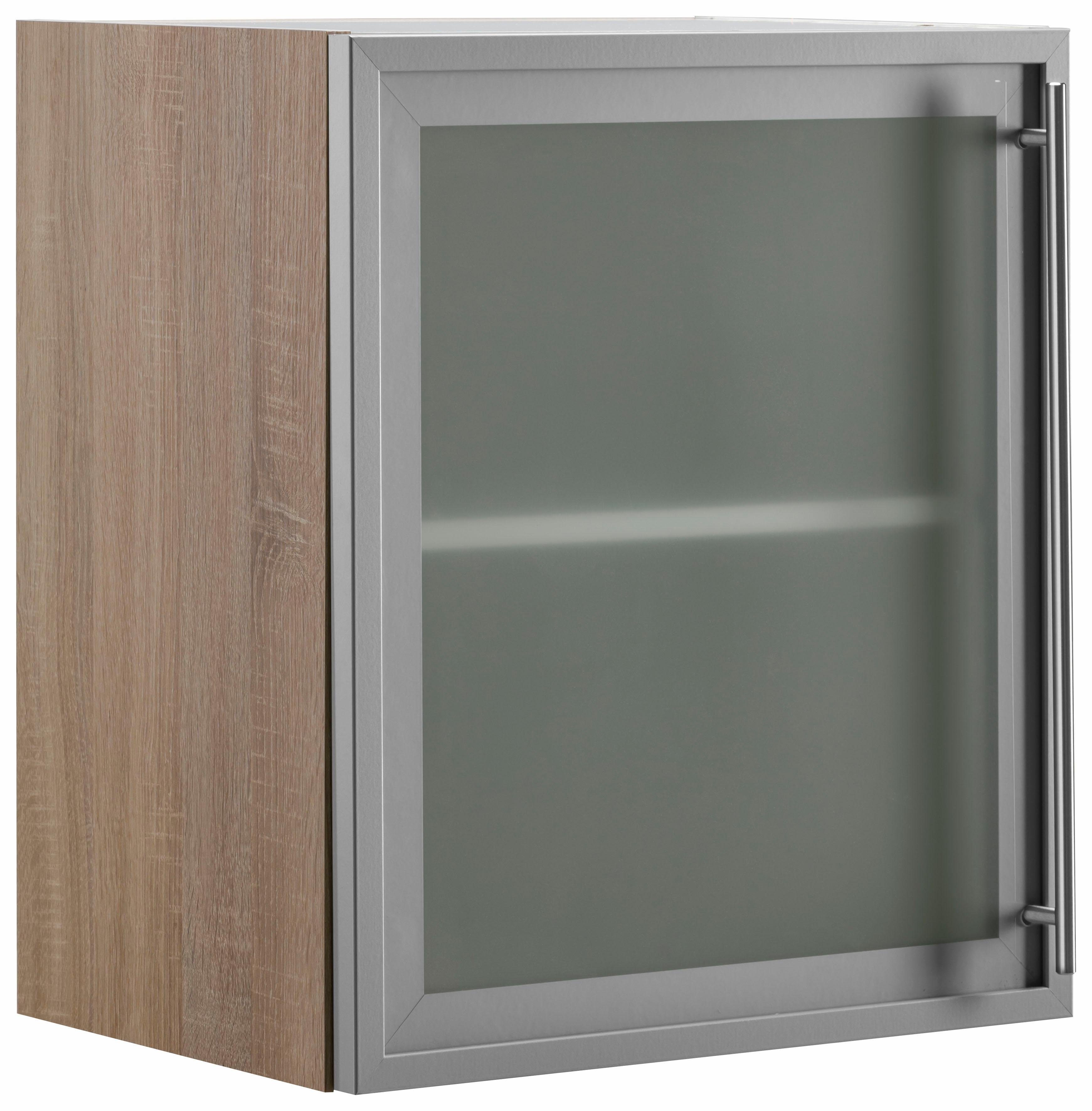 OPTIFIT Hangend kastje met glasdeur met glasdeurtje in aluminium-look, breedte 50 cm hangkasten grijs