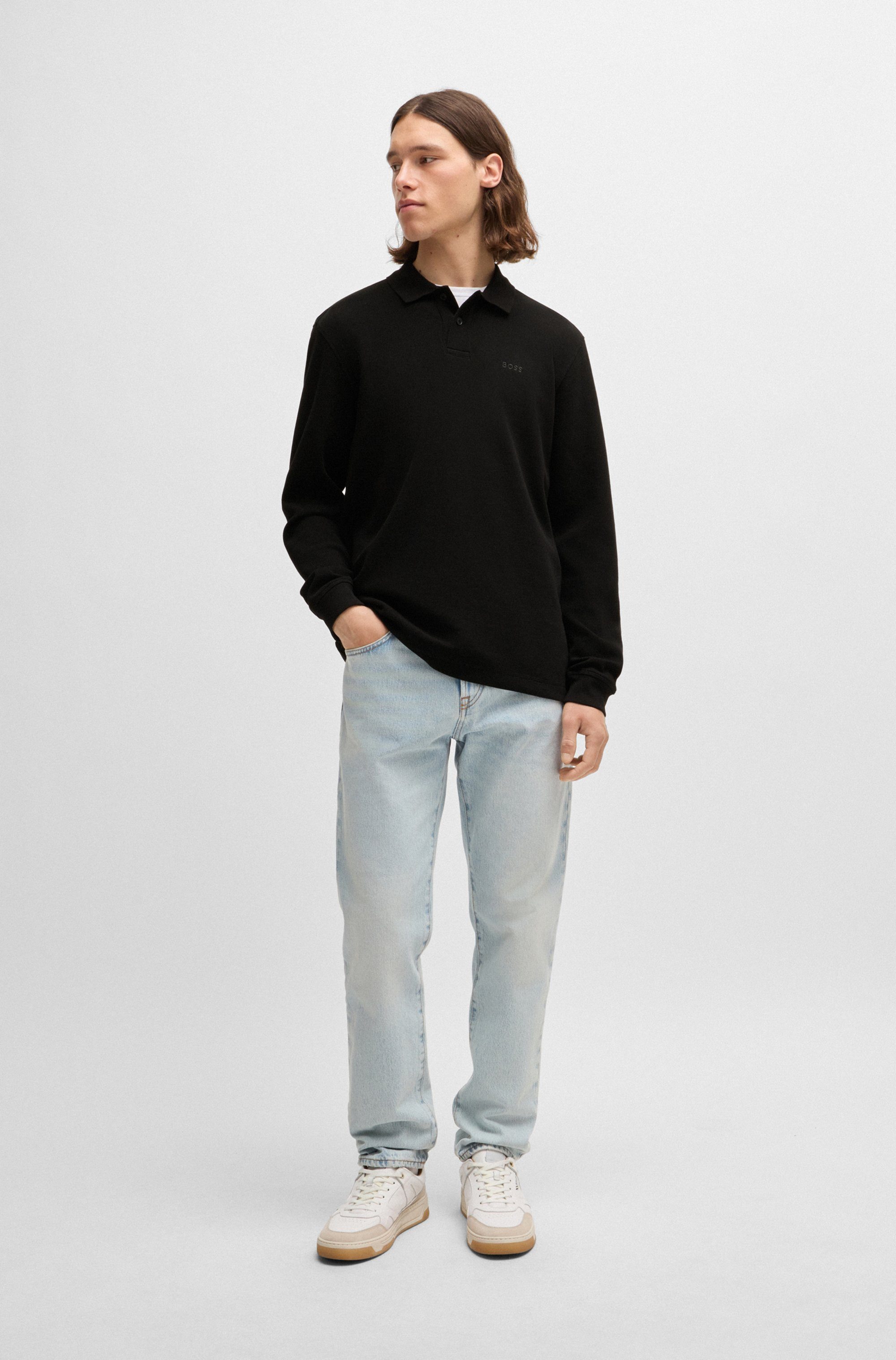 Boss Orange Poloshirt Petempestolong met knoopsluiting