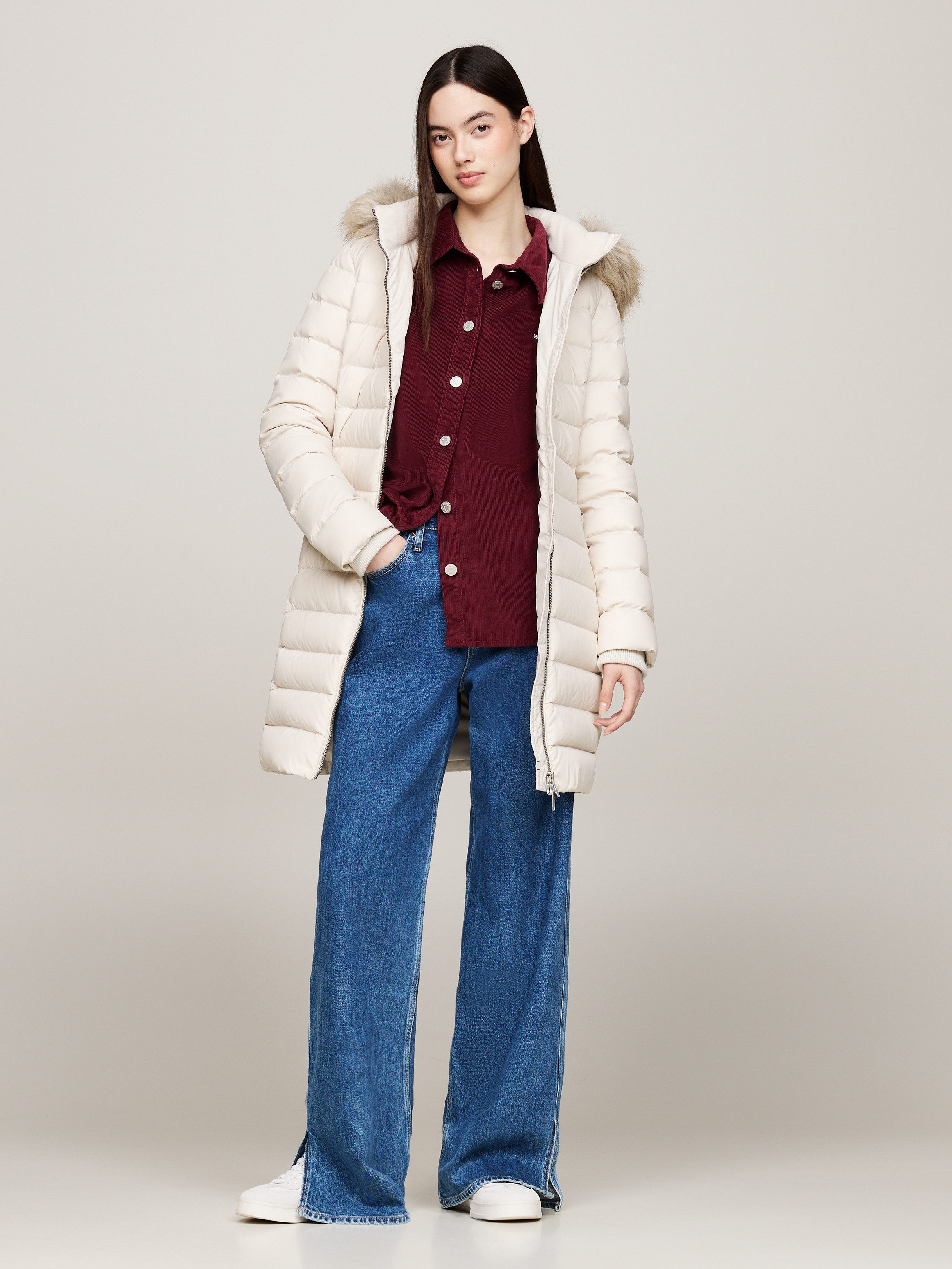TOMMY JEANS Gewatteerde jas TJW ESSENTIAL HOODED DOWN COAT