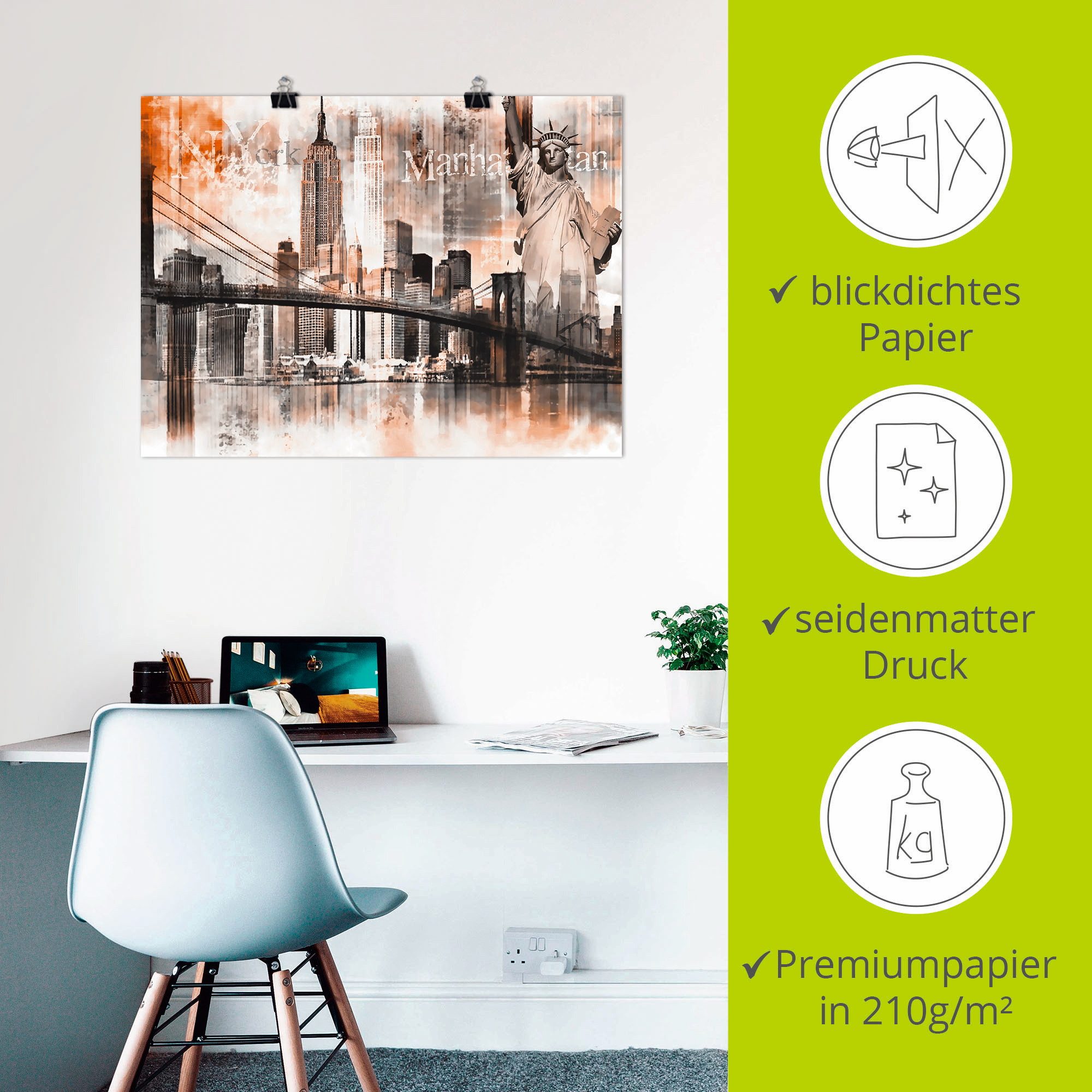 Artland Artprint New York skyline collage V als artprint op linnen, poster in verschillende formaten maten