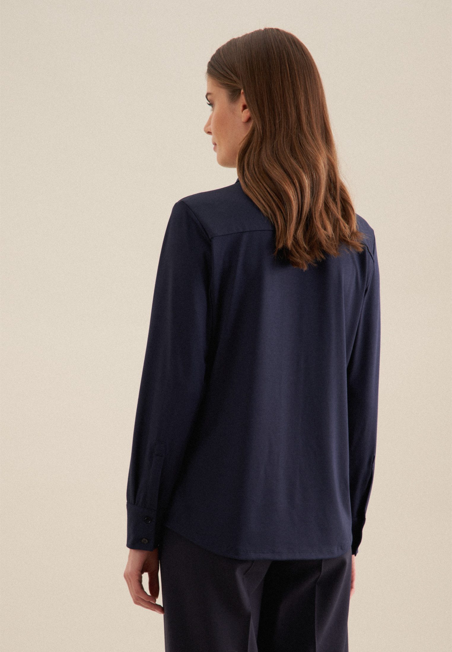 seidensticker Overhemdblouse Zwarte roos Lange mouwen kraag uni