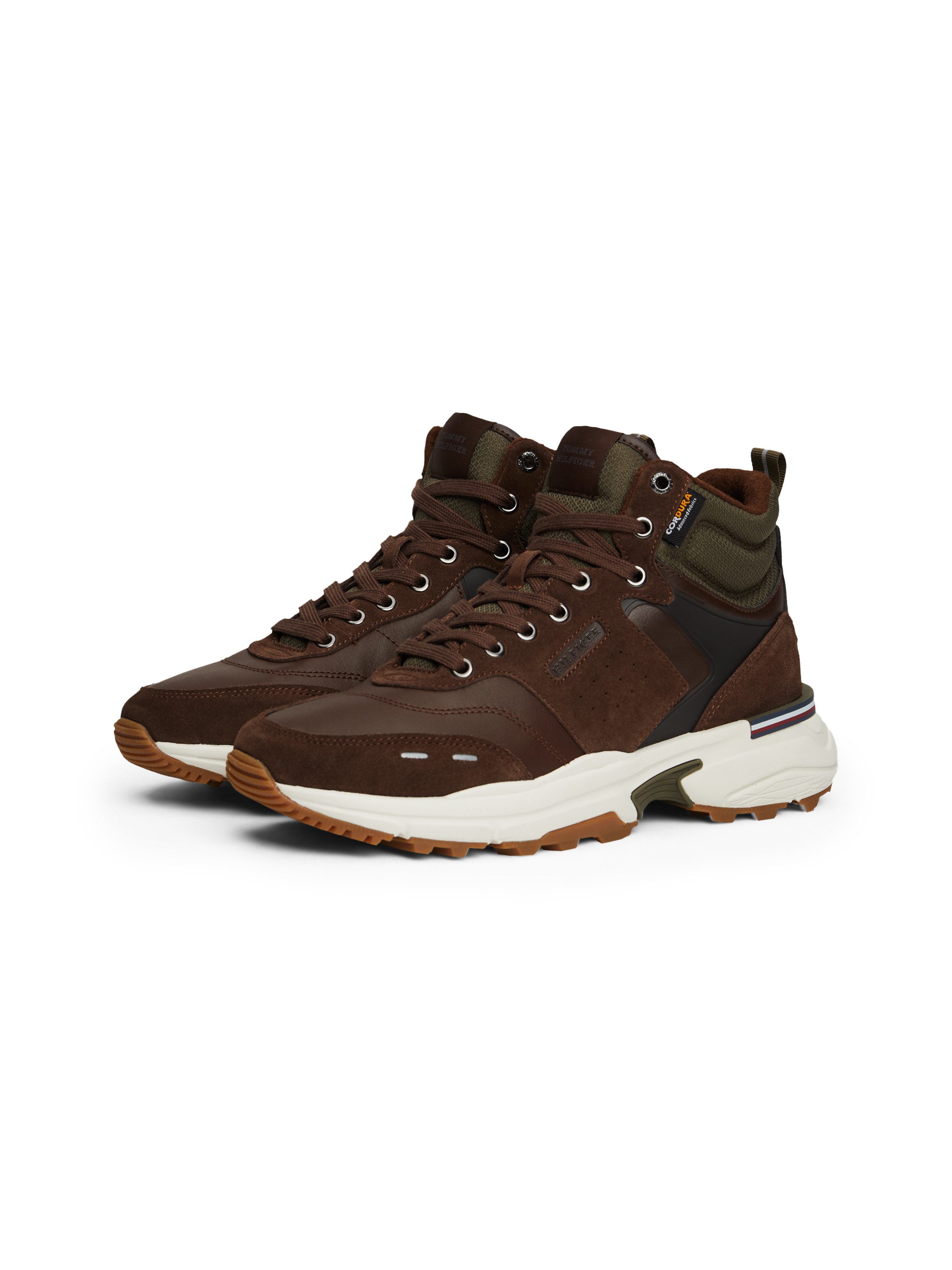 Tommy Hilfiger Sneakers met sleehak M RUNNER CORDURA HI LTH MIX sleehak, veterschoenen, veterschoen met gevoerde schacht