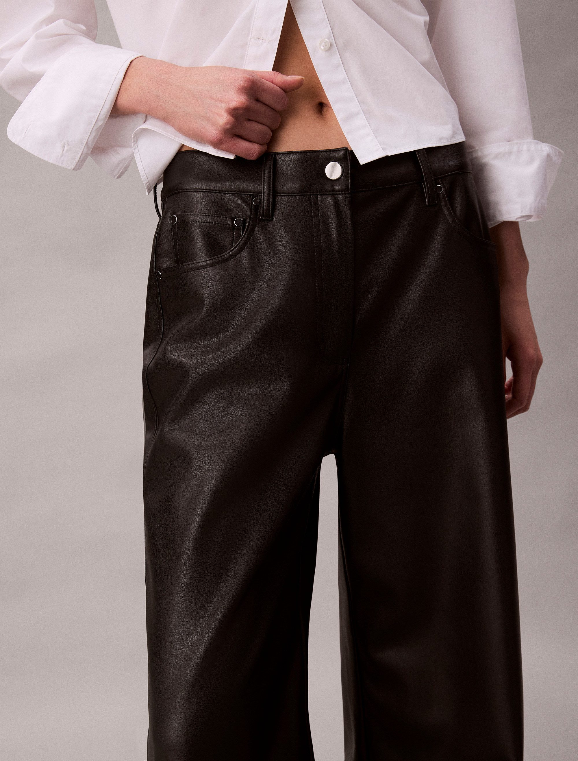 Calvin Klein Imitatieleren broek FAUX LEATHER 5PKT PANT