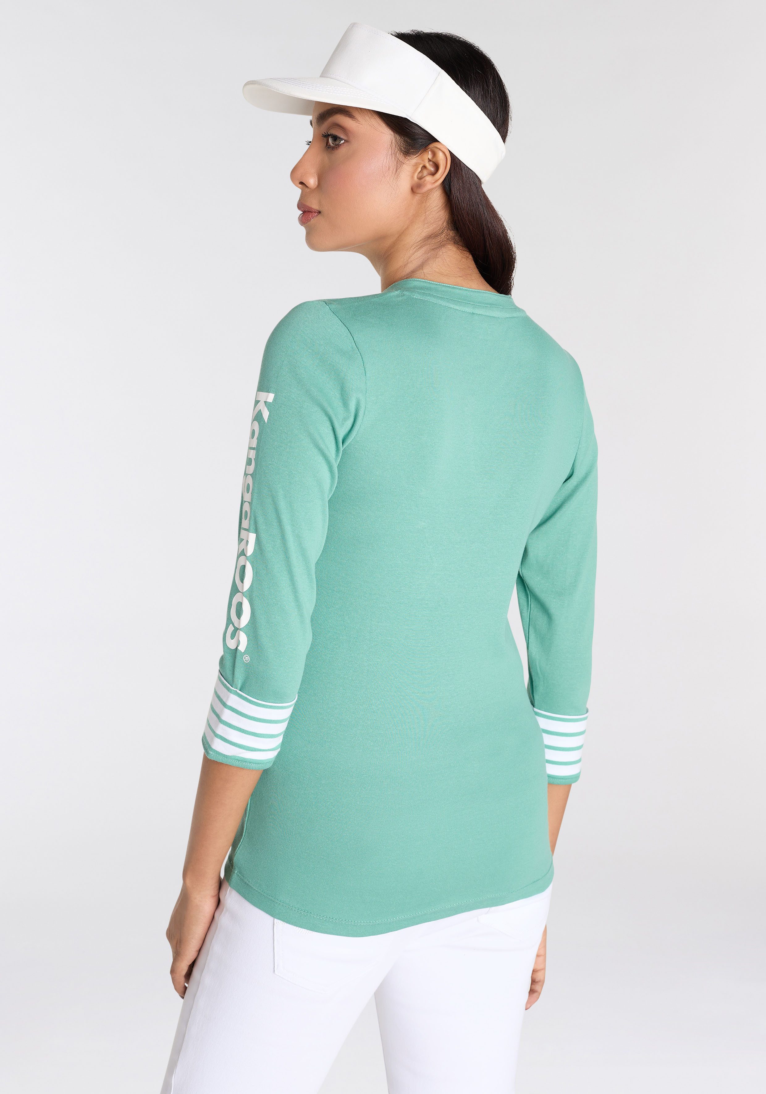 KangaROOS Shirt met 3/4 mouwen 3/4-mouw, figuurgetailleerde pasvorm, met logoprint