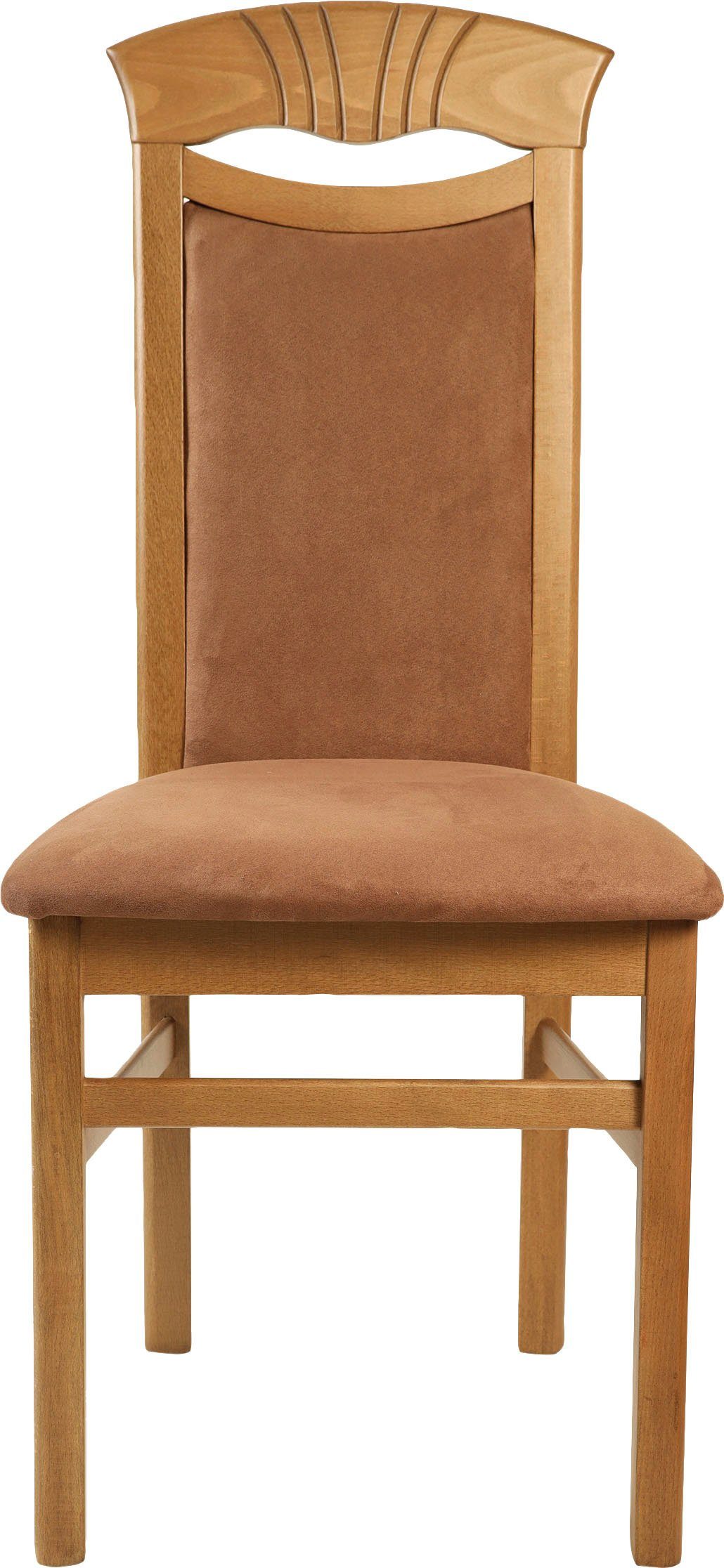 Home affaire Eetkamerstoel Franz slijtvast microvezel, onderstel beuken naturel of wit, houten stoel (set, 2 stuks)
