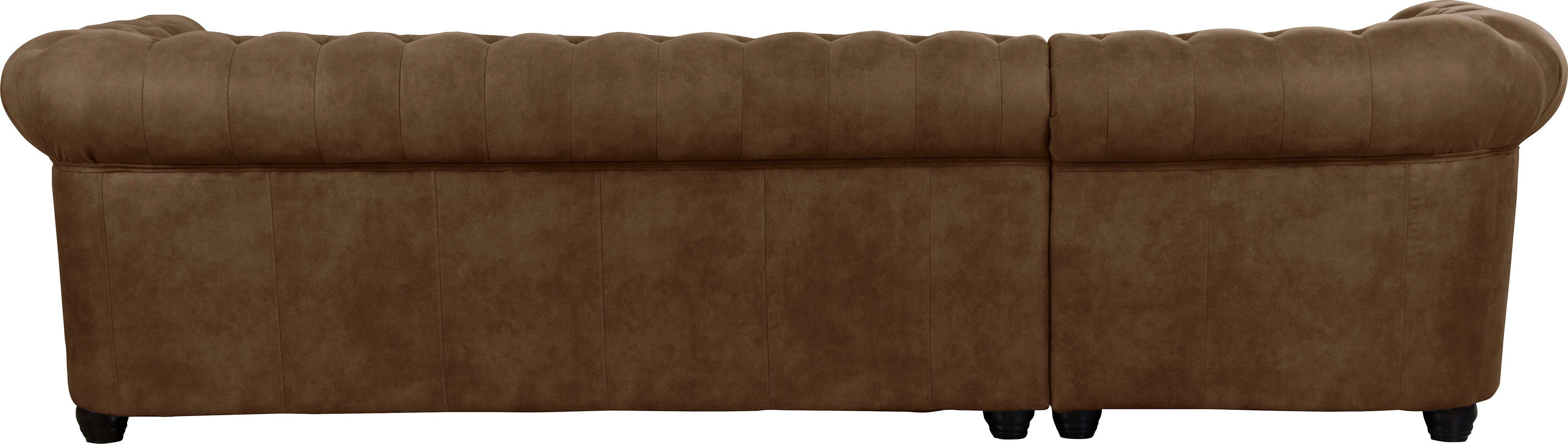 Home affaire Chesterfield-bank Rysum L-vorm Chesterfield-look met afsluitende ottomane