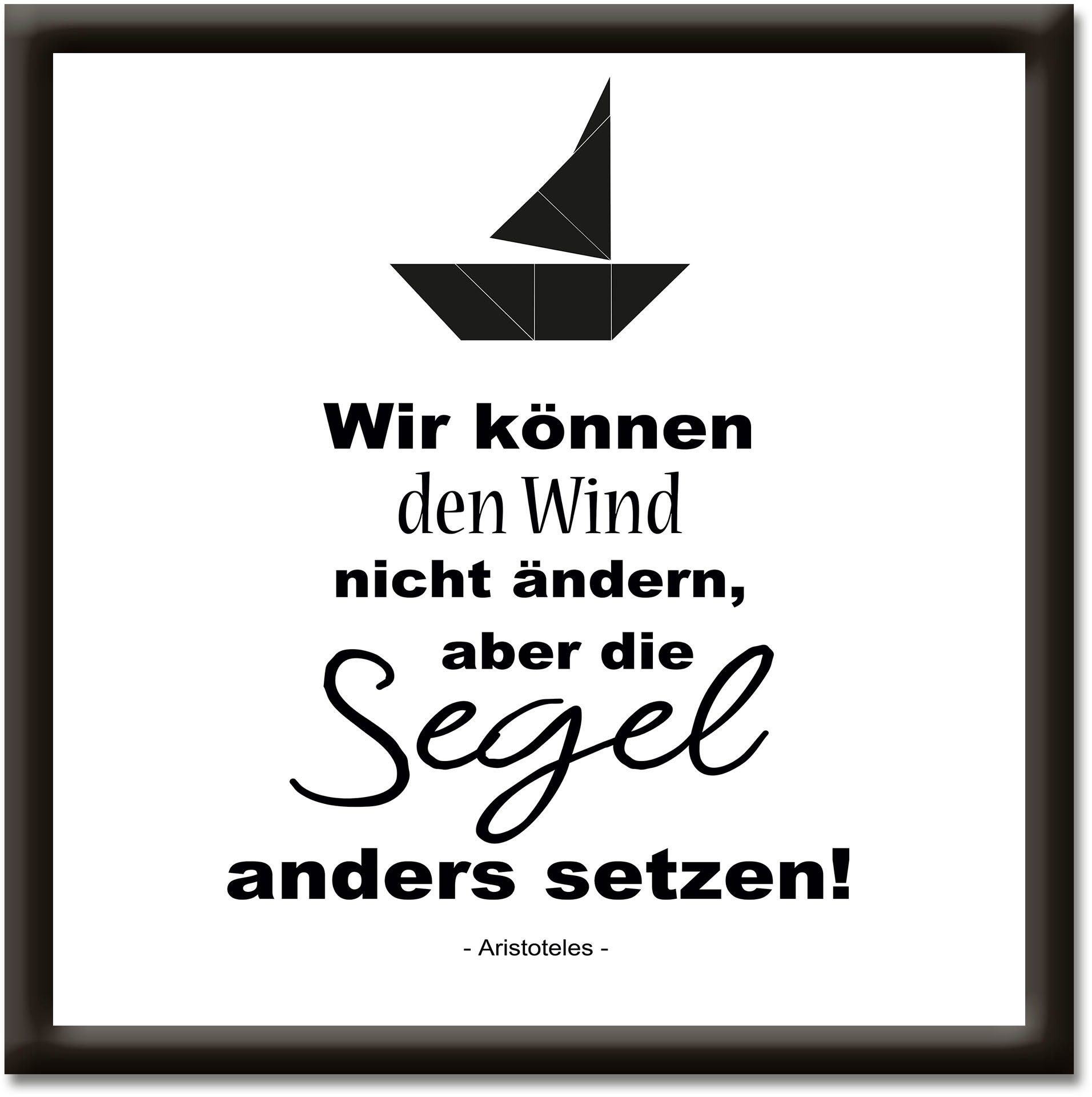 Artland Artprint Wind niet wijzigen, zeil anders plaatsen foto schilderijen maat 37 cm x 37 cm zwart