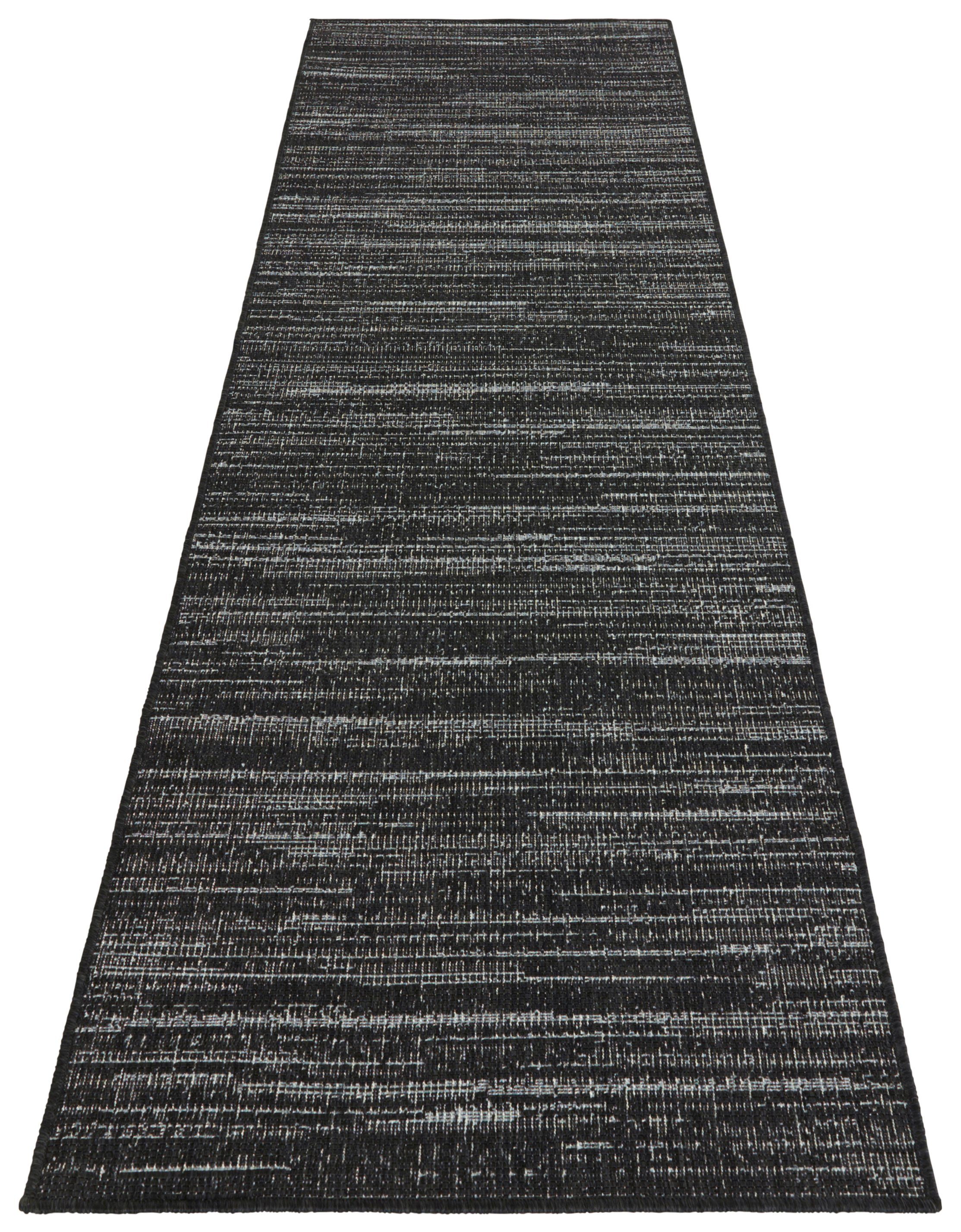 Buitenkleed - Mèlange zwart/zilver 80x350 cm