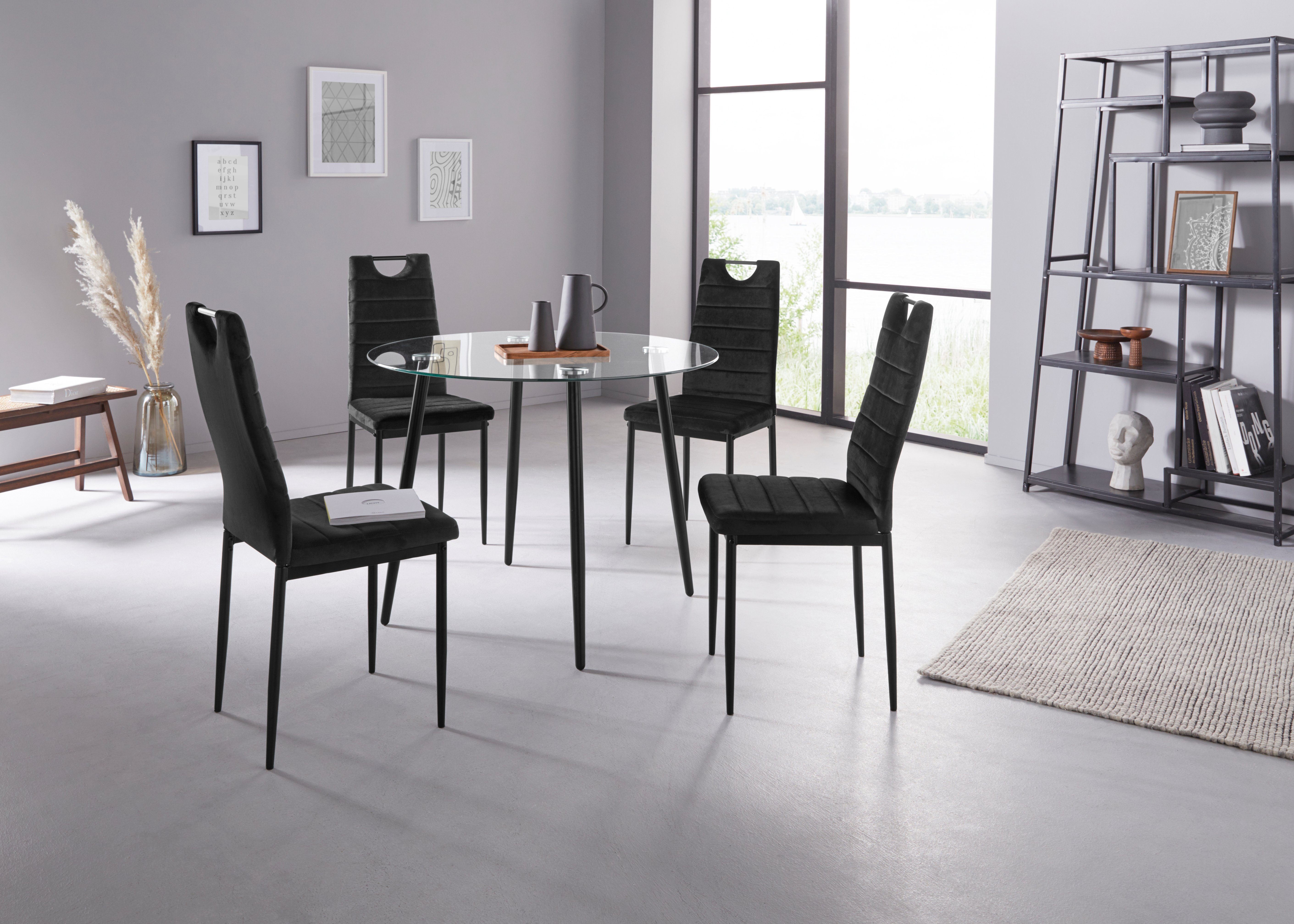 INOSIGN Eetkamerstoel (set van 2 of 4) met veloursovertrek, rugleuning met handgreep (set)