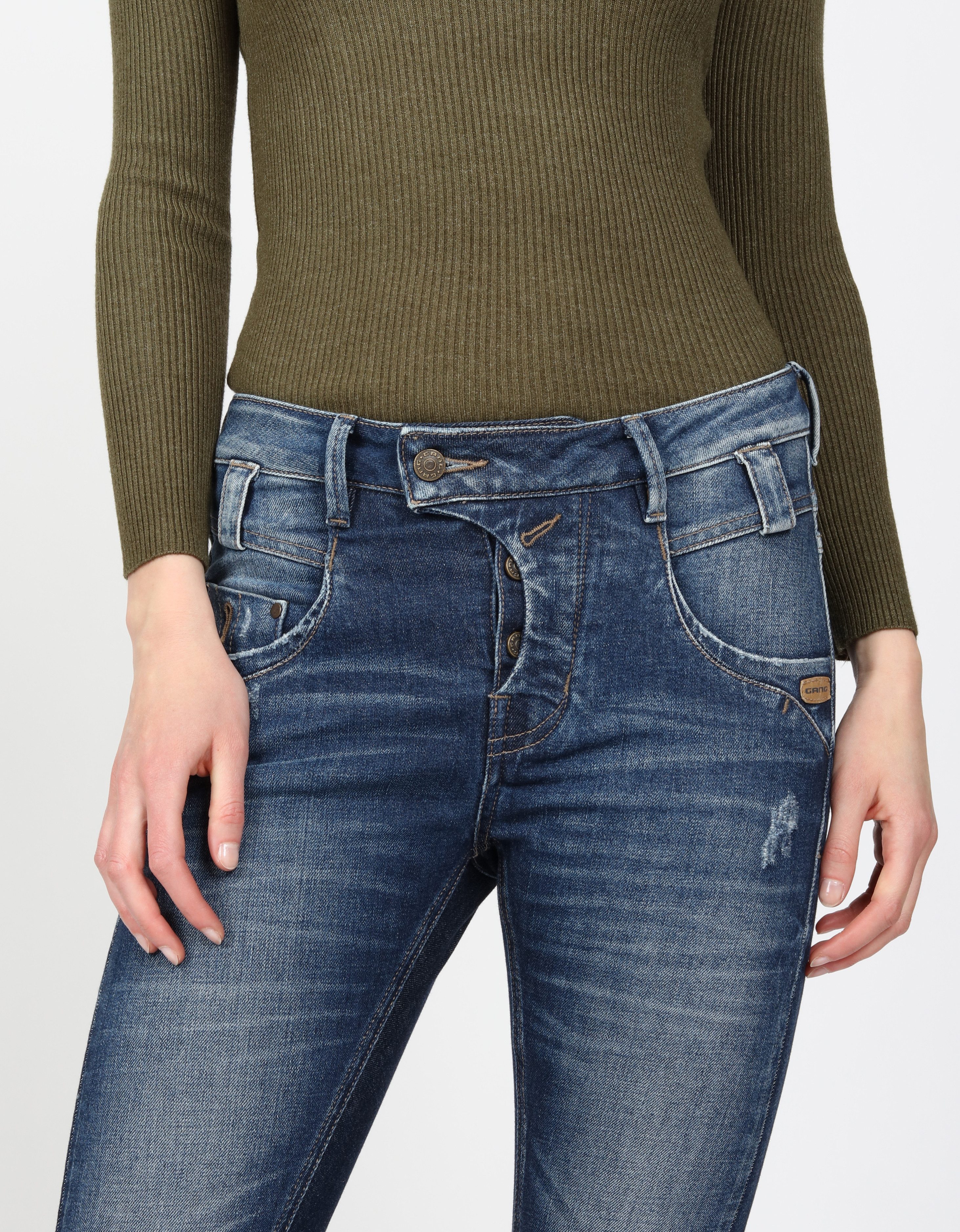 GANG Slim fit jeans 94Marge met bijzondere 4-knoopssluiting