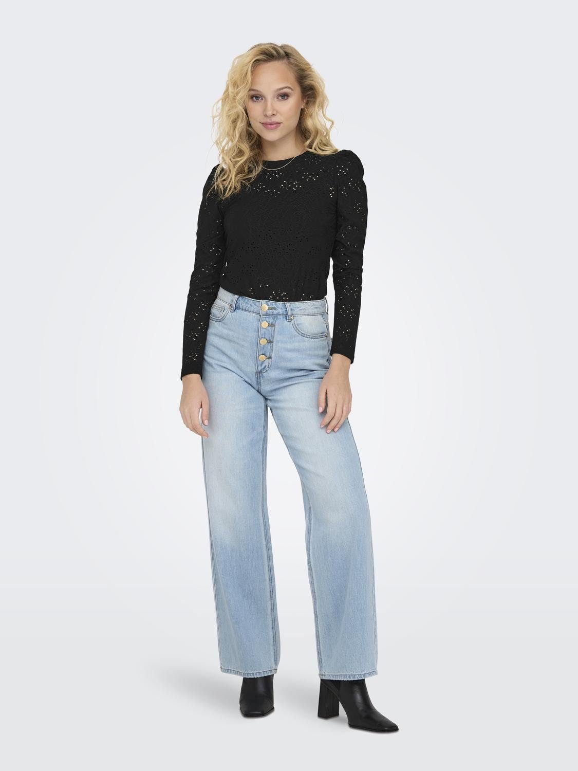 Only Shirt met lange mouwen ONLSMILLA L/S O-NECK PUFF TOP JRS