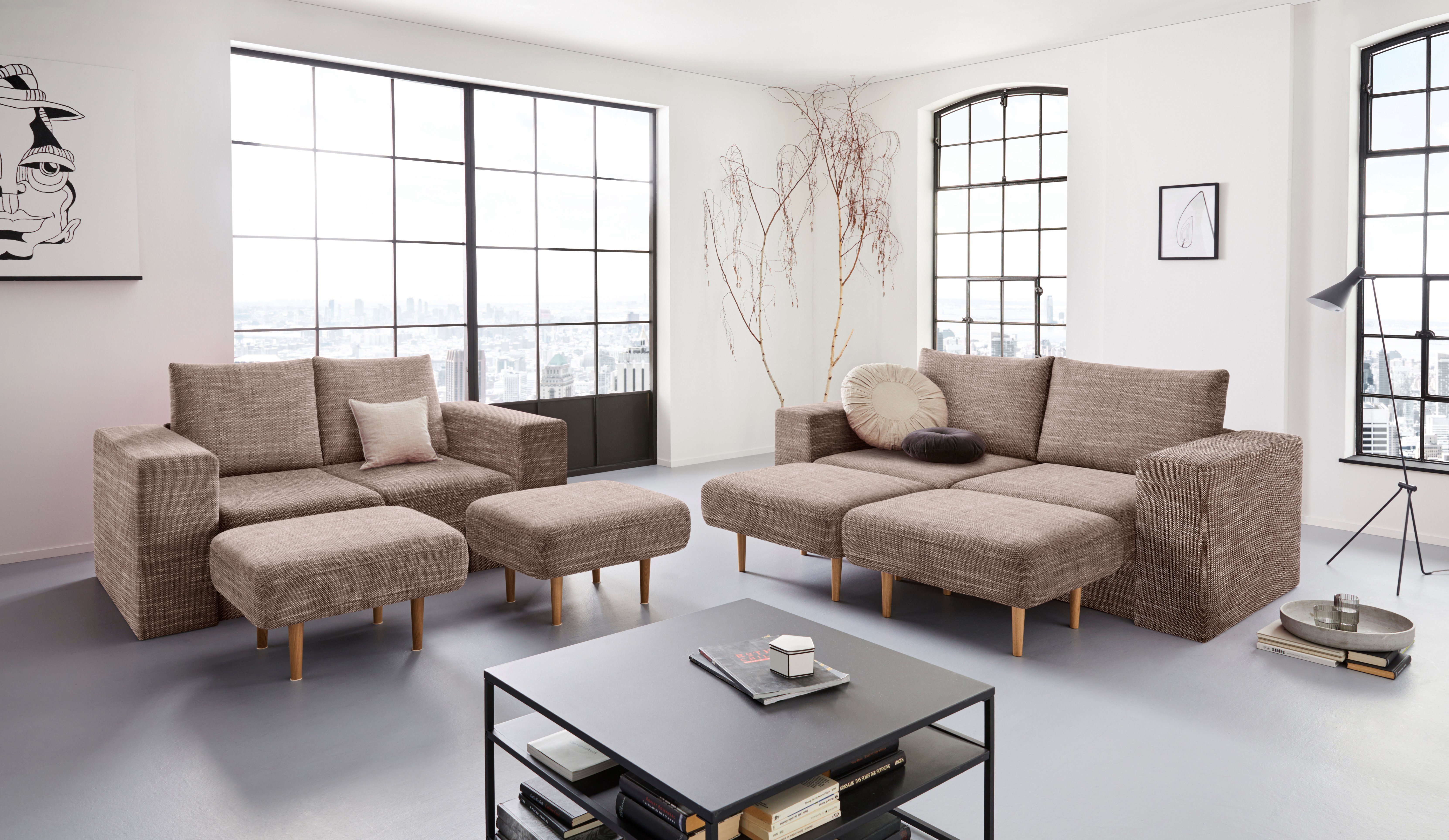 LOOKS BY WOLFGANG JOOP 2-zitsbank Looksv Aan te passen bank: de bank wordt bank met 2 hockers
