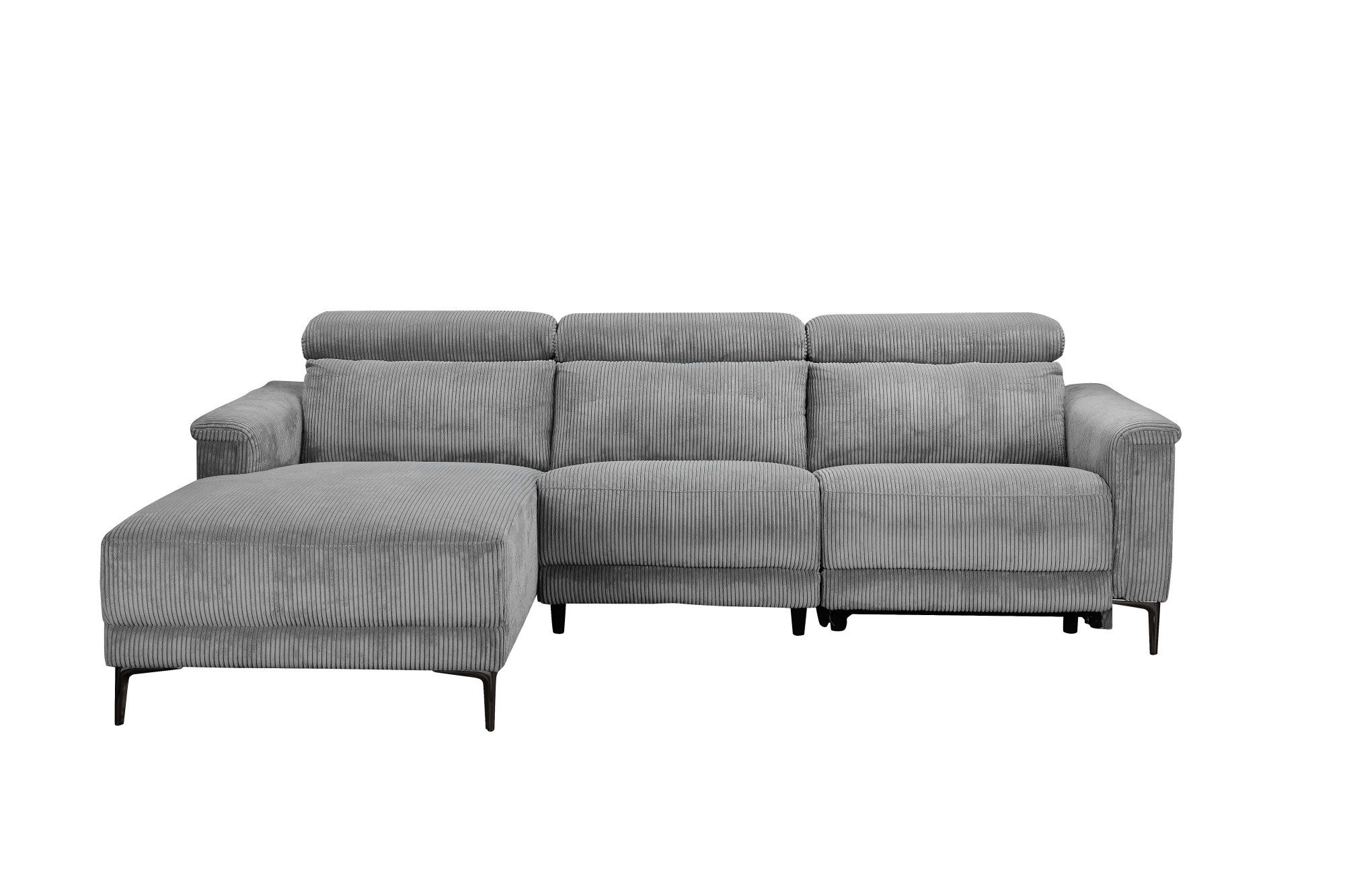 Places of Style Hoekbank Lund in cord, L-vorm, 261 cm, handmatige en elektrische relaxfunctie