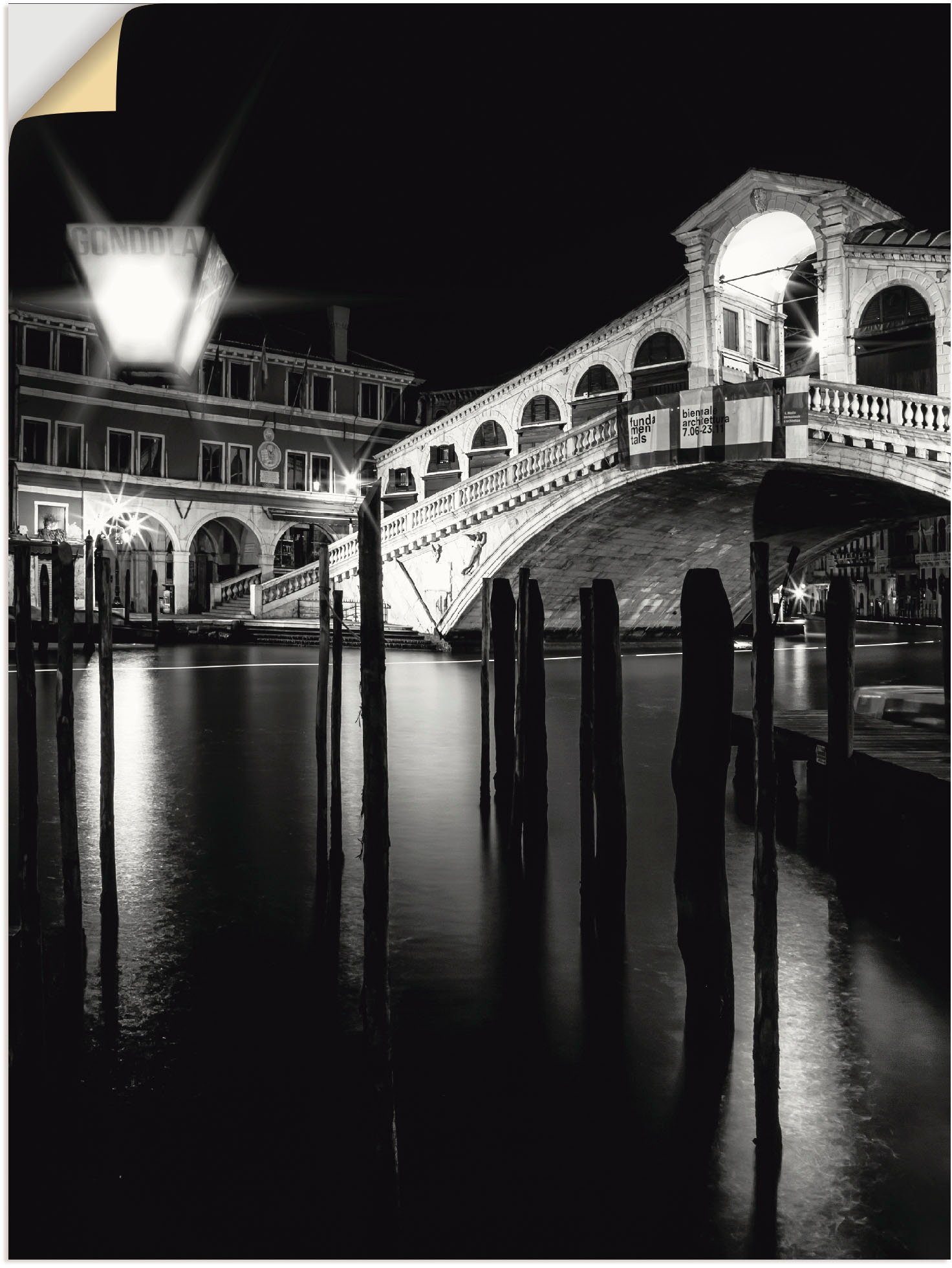 Artland Artprint Venetië Canal Grande & Rialto brug I in vele afmetingen & productsoorten - artprint van aluminium / artprint voor buiten, artprint op linnen, poster, muursticker /