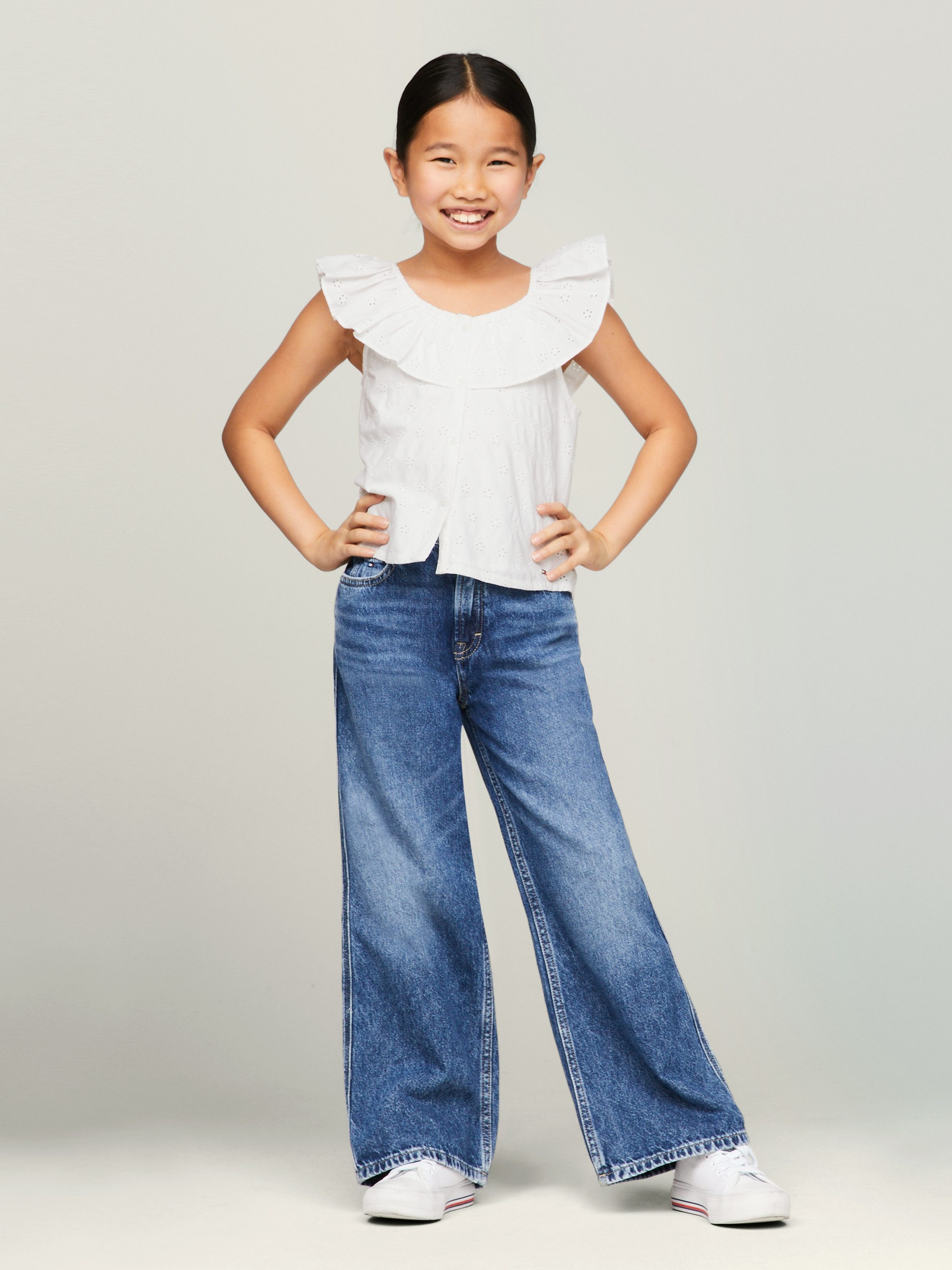 Tommy Hilfiger Babydollshirt BRODERIE ANGLAISE FRILL TOP