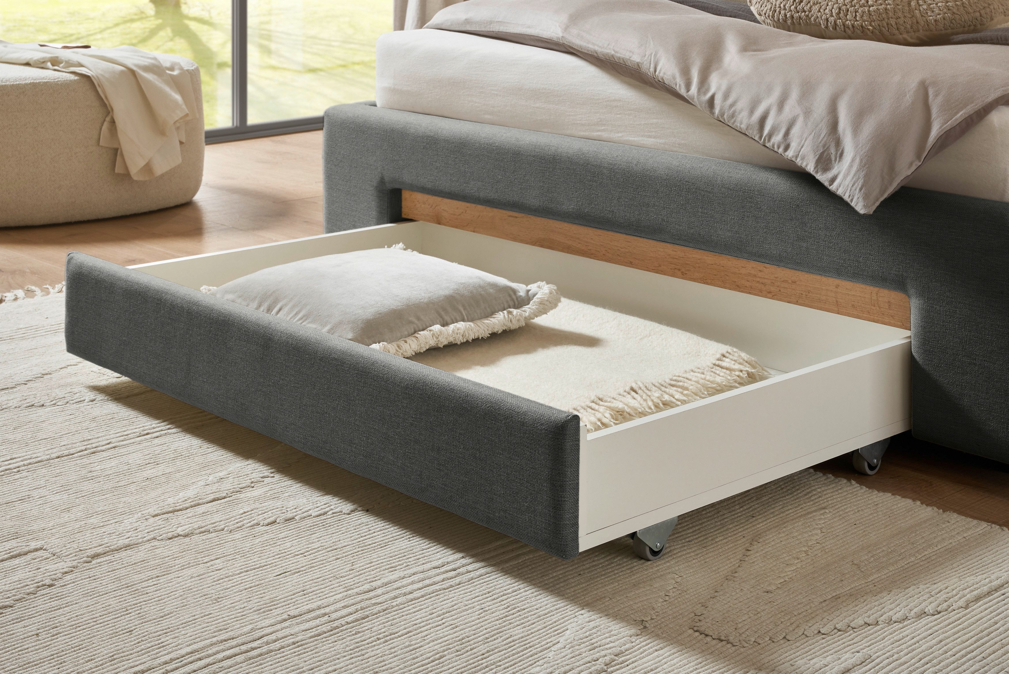 INOSIGN Gestoffeerd bed CiTY/GiRON,, gepolsterd opbergbed, met LED-verlichting Bedkisten met hondenbed of als opbergruimte, opklapbare hoofdeinden