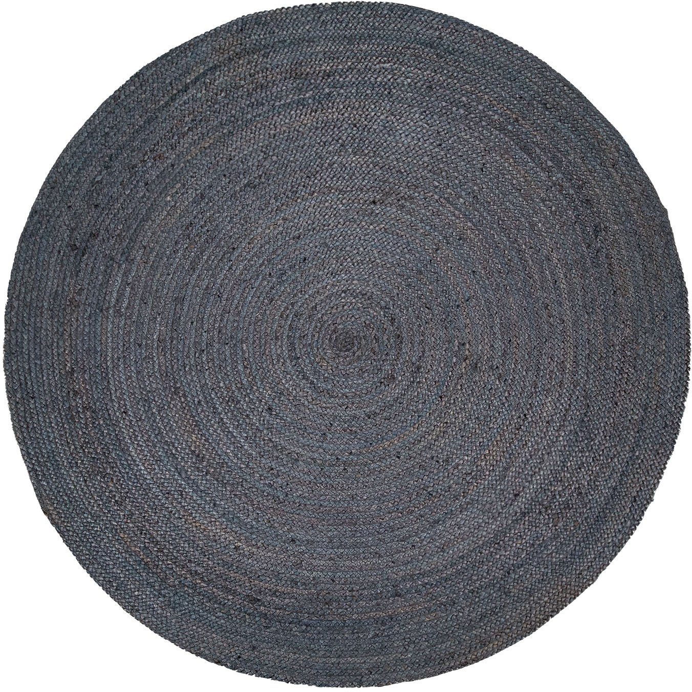 Paco Home Vloerkleed Viborg 595 Jute, modern, boho, met de hand gemaakt vloerkleed van natuurmateriaal moderne vloerkleden maat Ø 80 cm x 13 mm grijs
