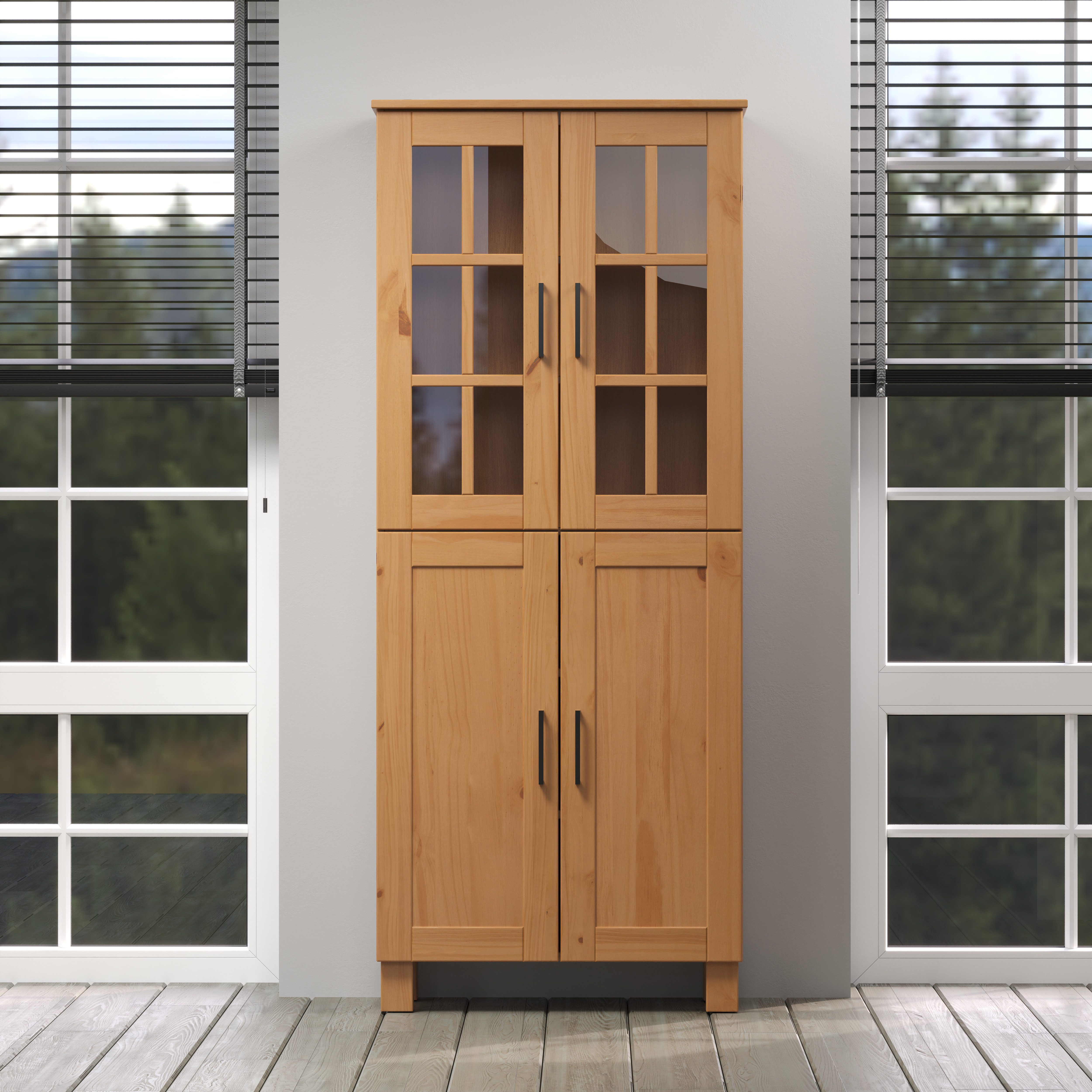 welltime Hoge kast Ulea Brede badkamerkast van massief hout - afmetingen (B/D/H) 70/30/170 cm (1 stuk)